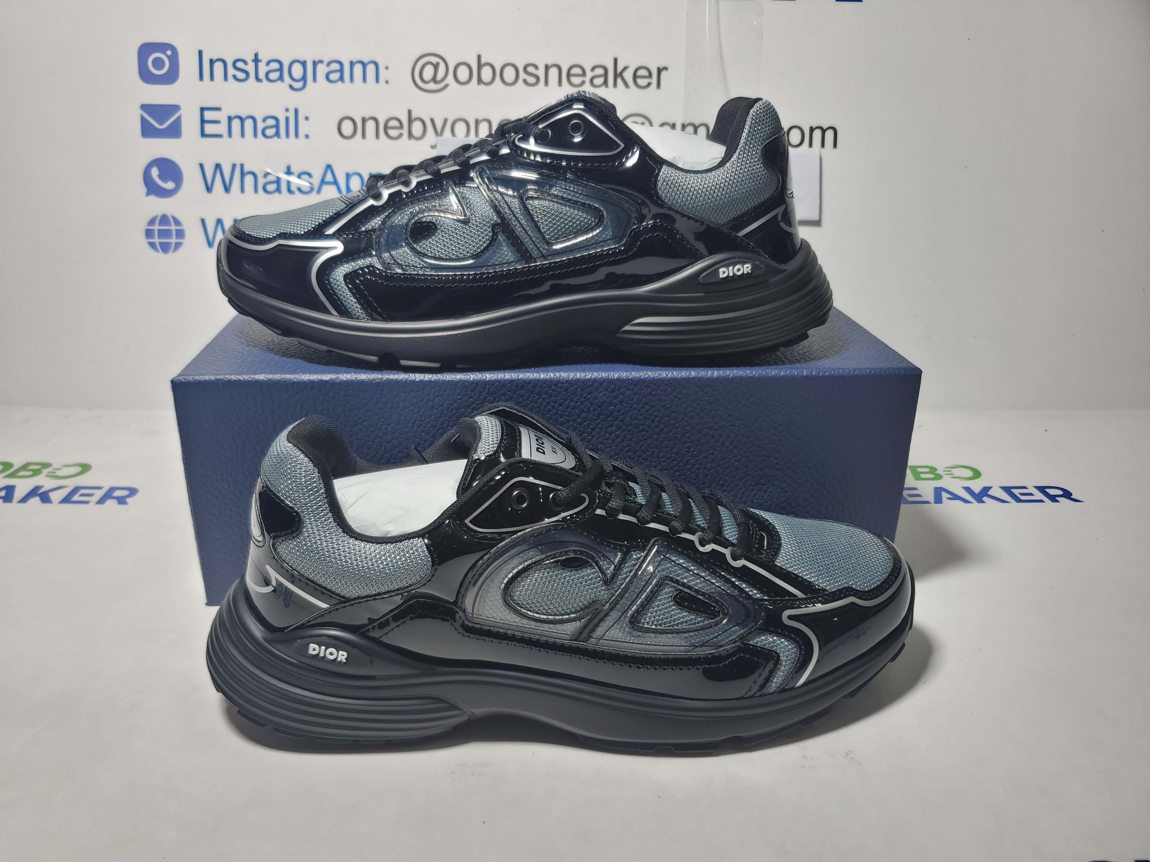 Dior B30 Round Head Logo Sneakers Patent Leather Gray review Obosneaker 00