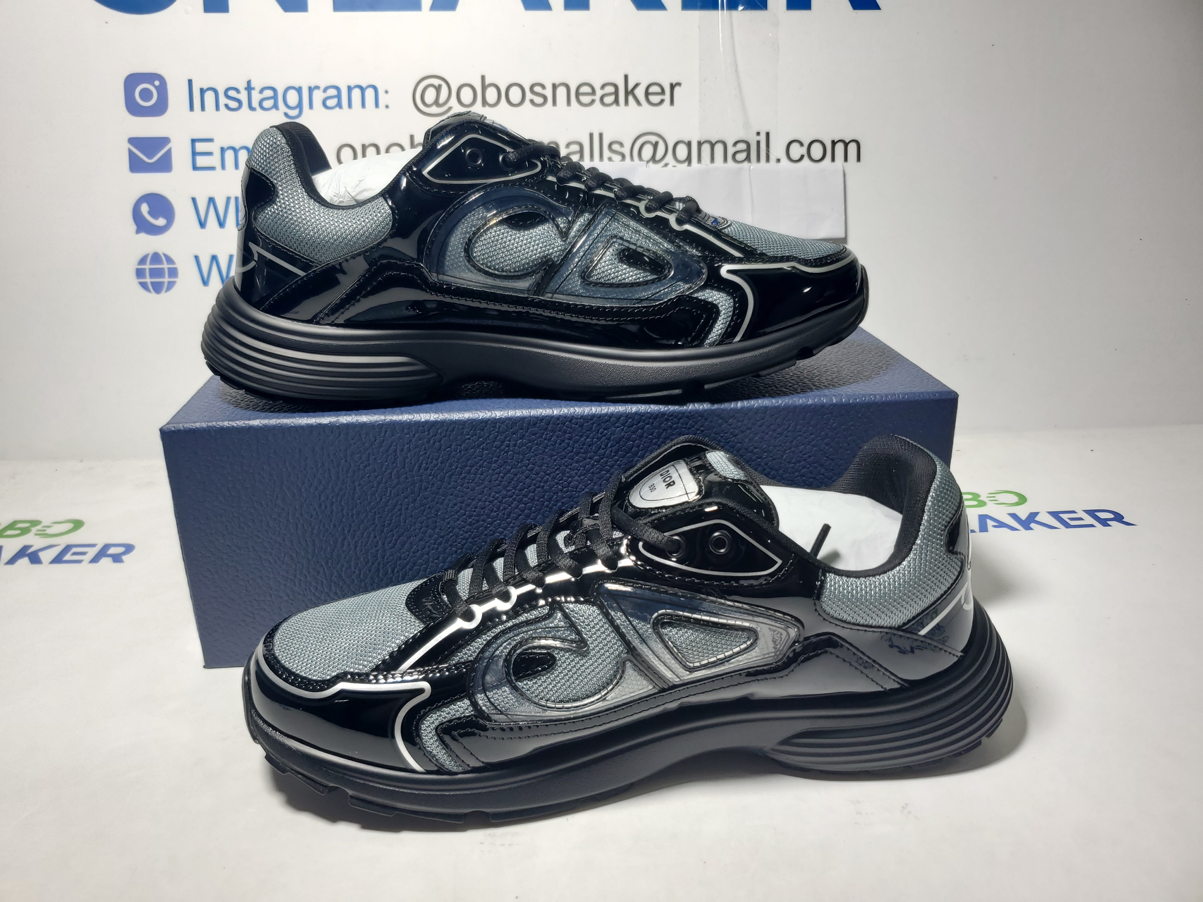 Dior B30 Round Head Logo Sneakers Patent Leather Gray review Obosneaker 01