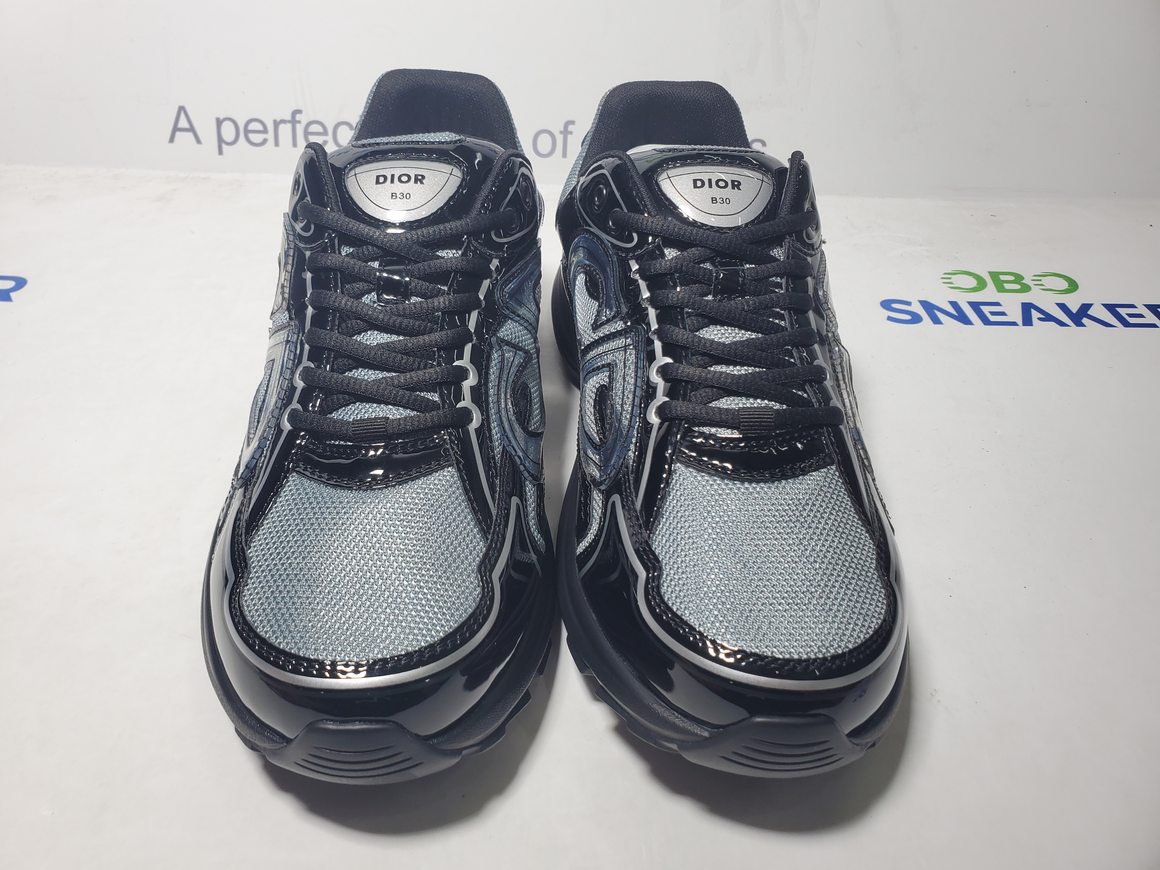 Dior B30 Round Head Logo Sneakers Patent Leather Gray review Obosneaker 03