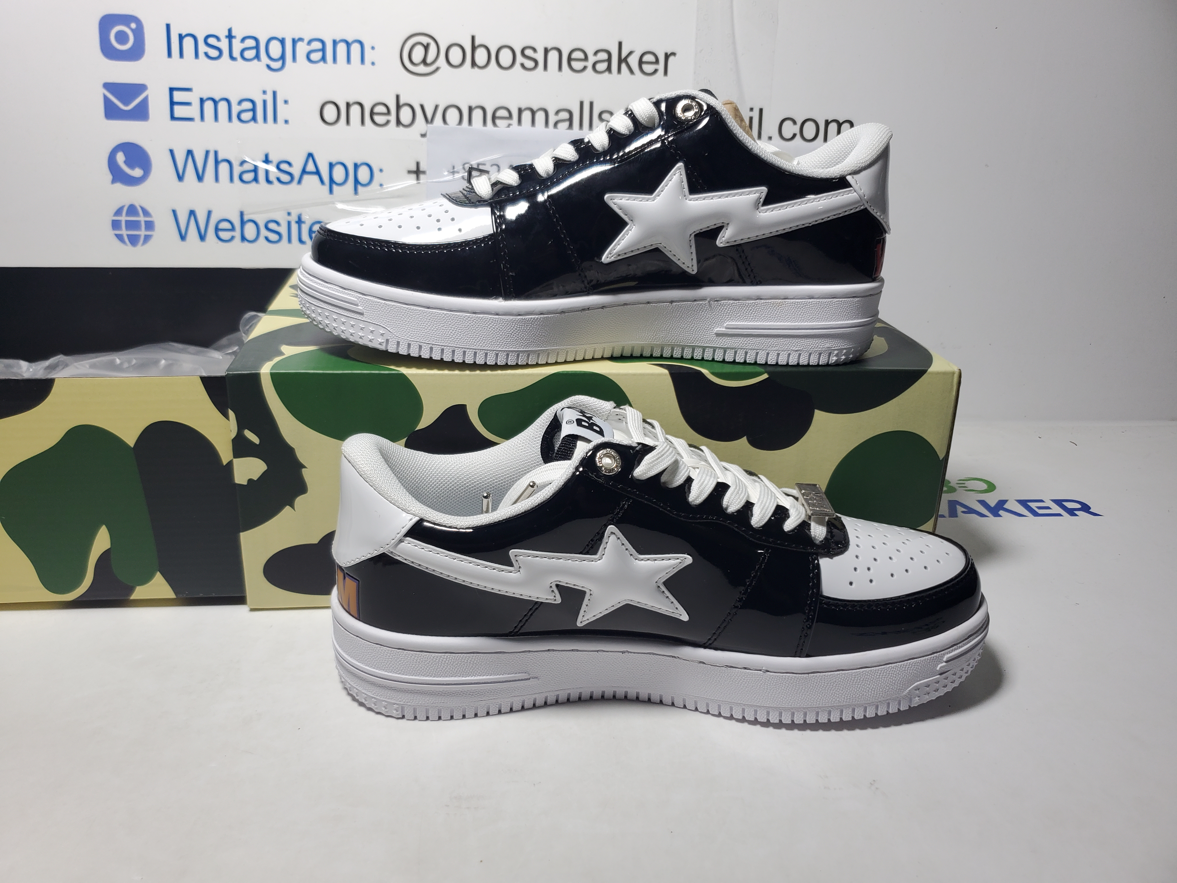 A Bathing Ape Bape Sta Low Black and White Shark 1H30-191-009 review Obosneaker 01