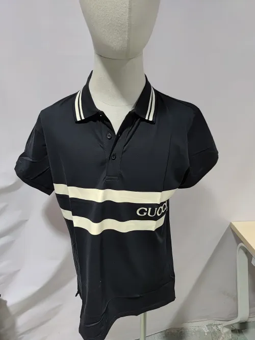 Gucci Simple Ribbon Letters POLO Shirt Black review 
