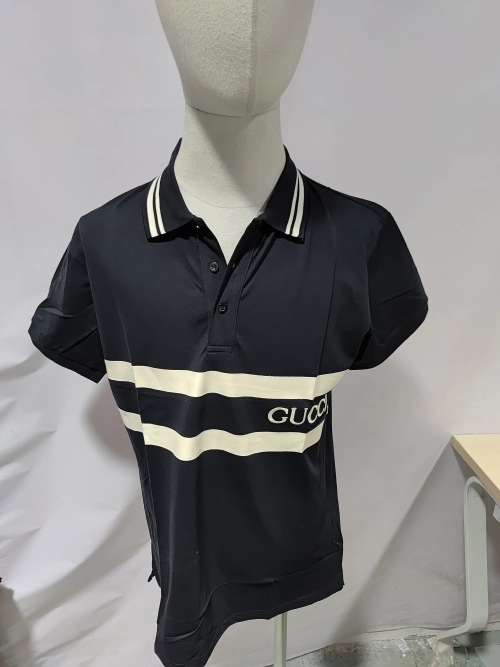 Gucci Simple Ribbon Letters POLO Shirt Black review 