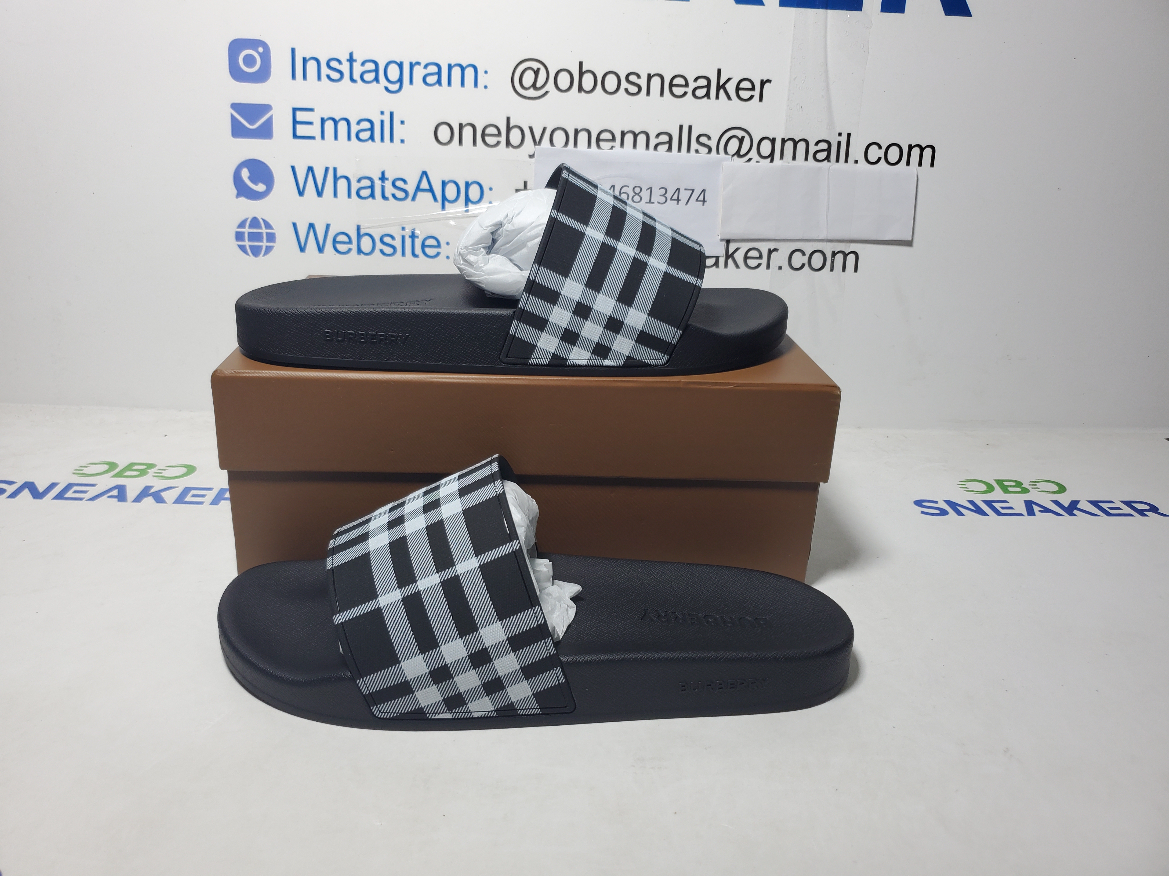 Burberry Comfort Fashion Slip-On Slides BBR Plaid Black review Obosneaker 00