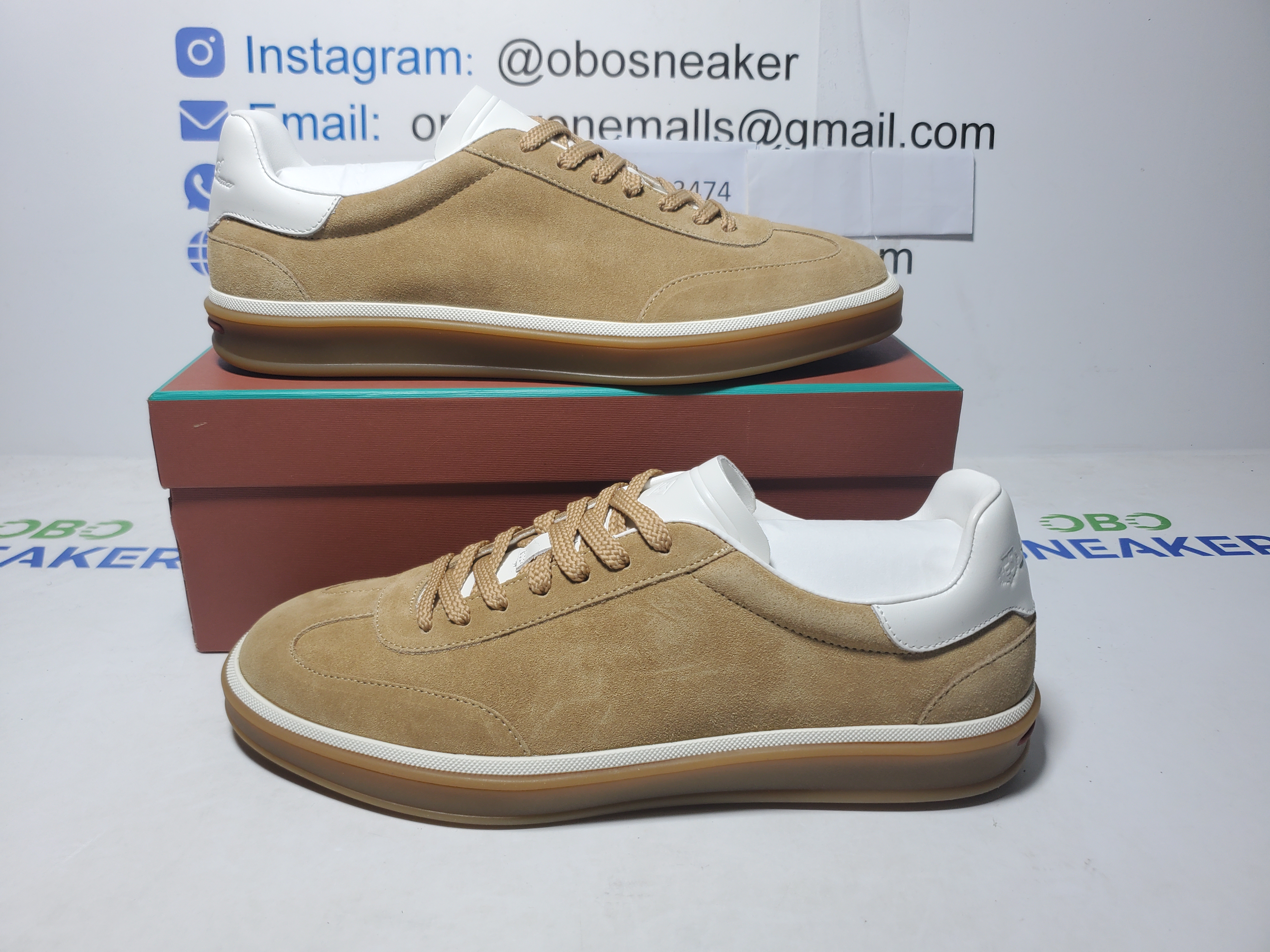 Loro Piana Tennis Walk Sneaker Suede Calf Split Brown And White review Obosneaker 01