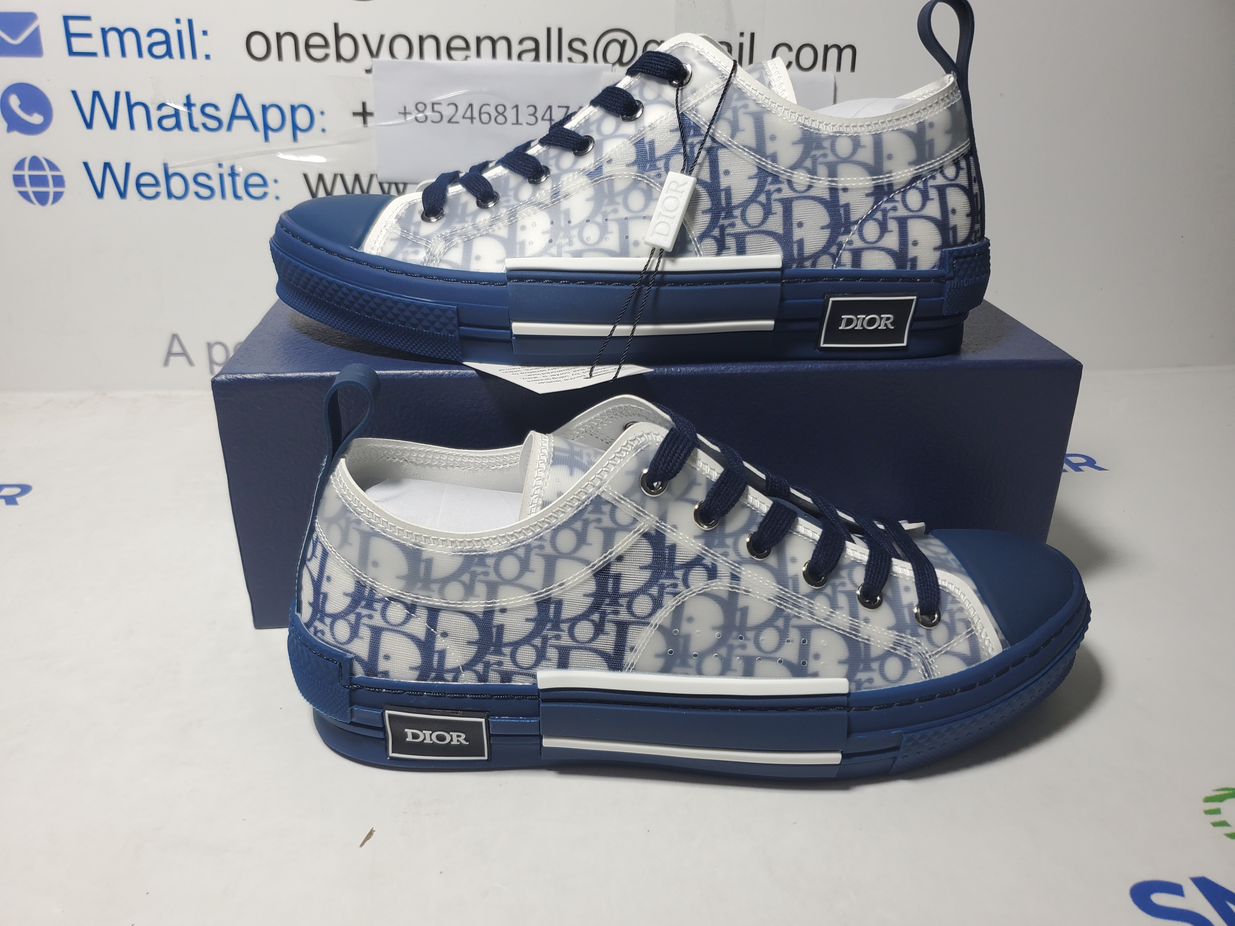  Dior B23 HT Oblique Transparency LOW  White Blue T00962H565 review Obosneaker 01