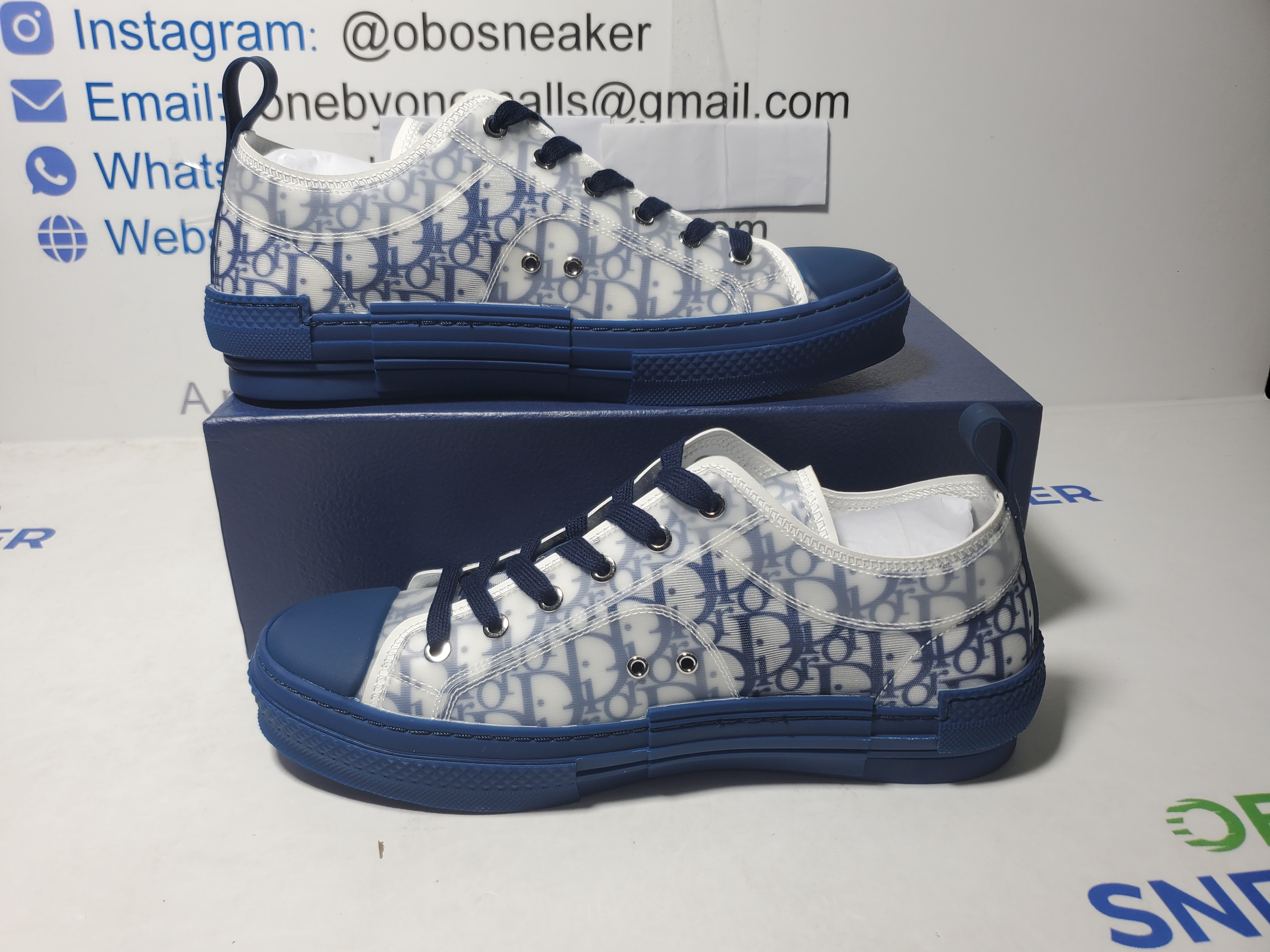  Dior B23 HT Oblique Transparency LOW  White Blue T00962H565 review Obosneaker 00
