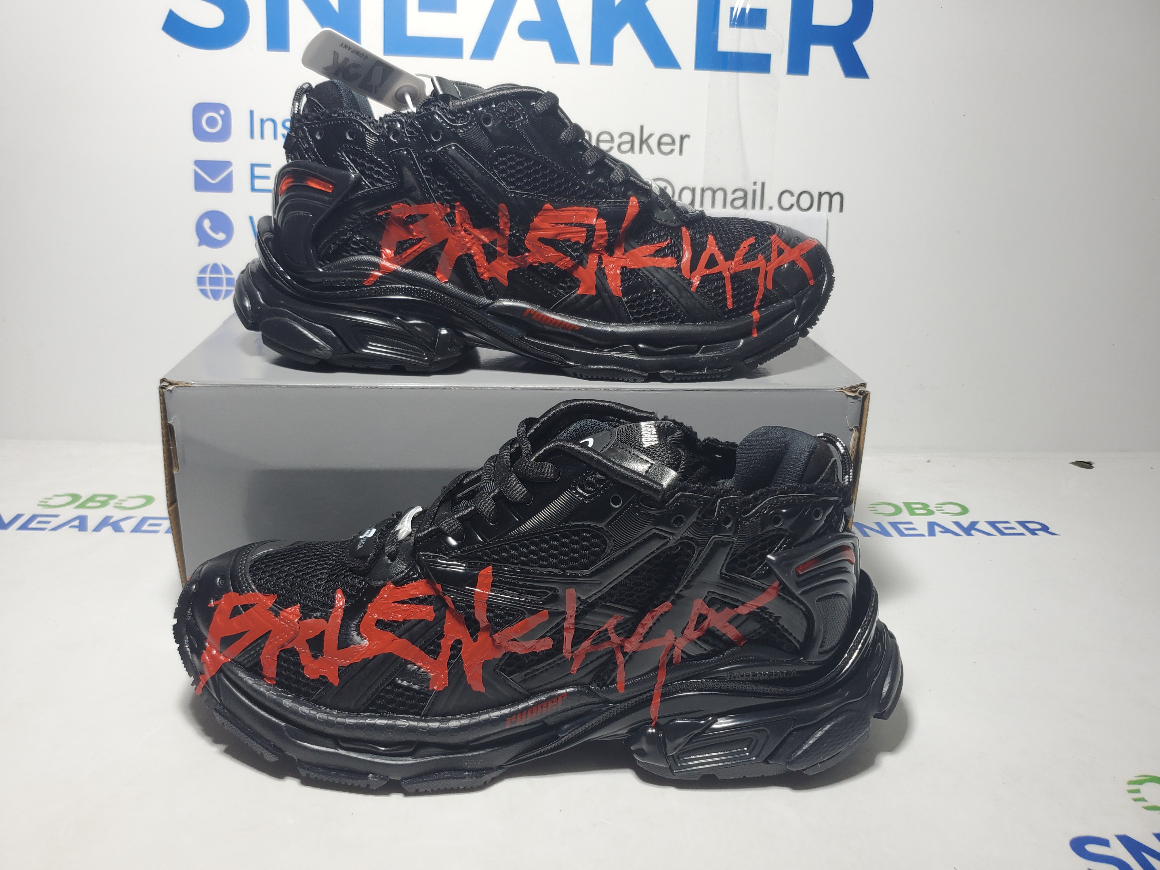 Balenciaga Runner Black And Red Characters 677402 W3RB1 0102 review Obosneaker 00