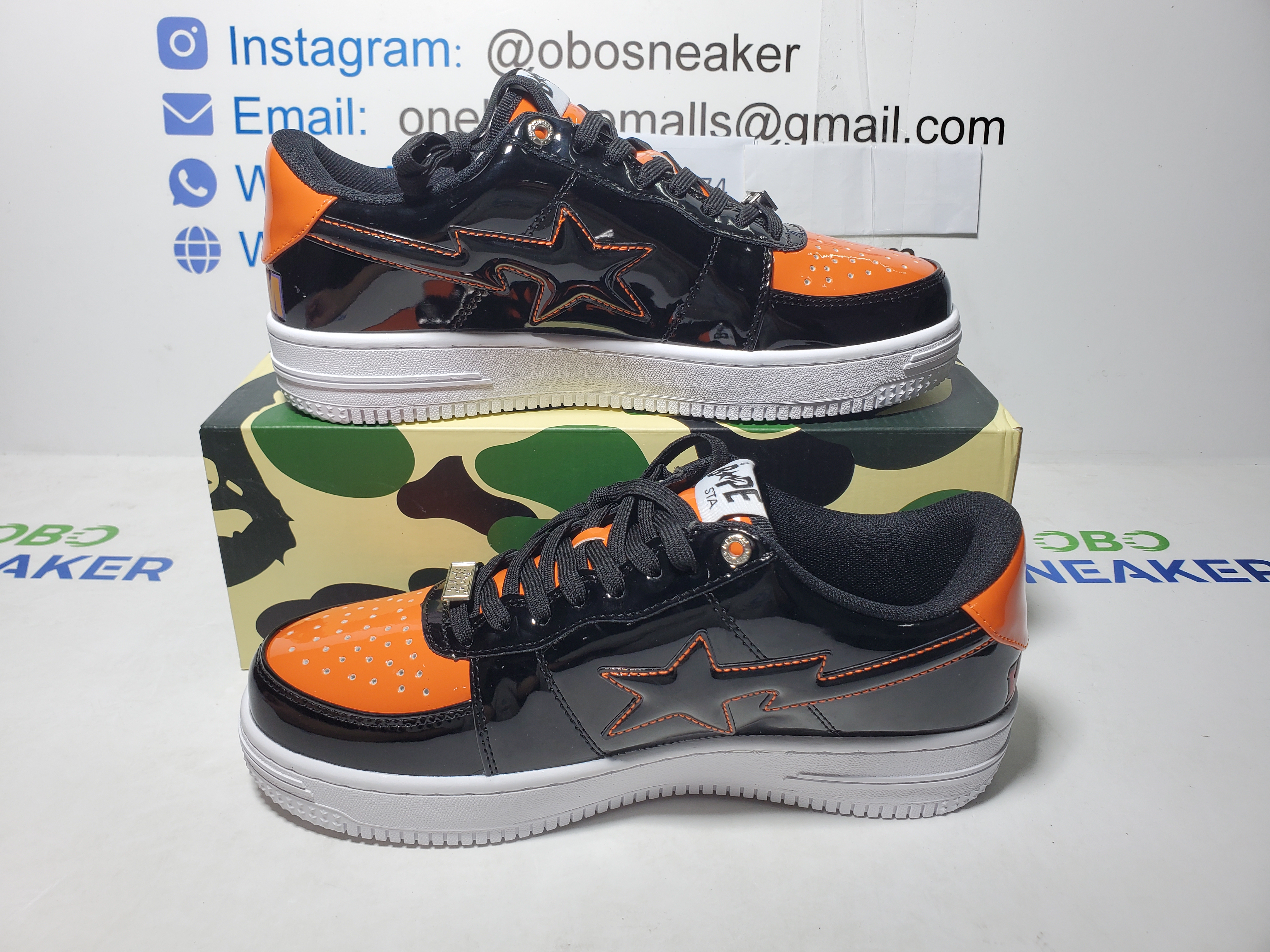 A Bathing Ape Bape Sta Low Mad Shark Black Orange  1H30-191-005 review Obosneaker 00