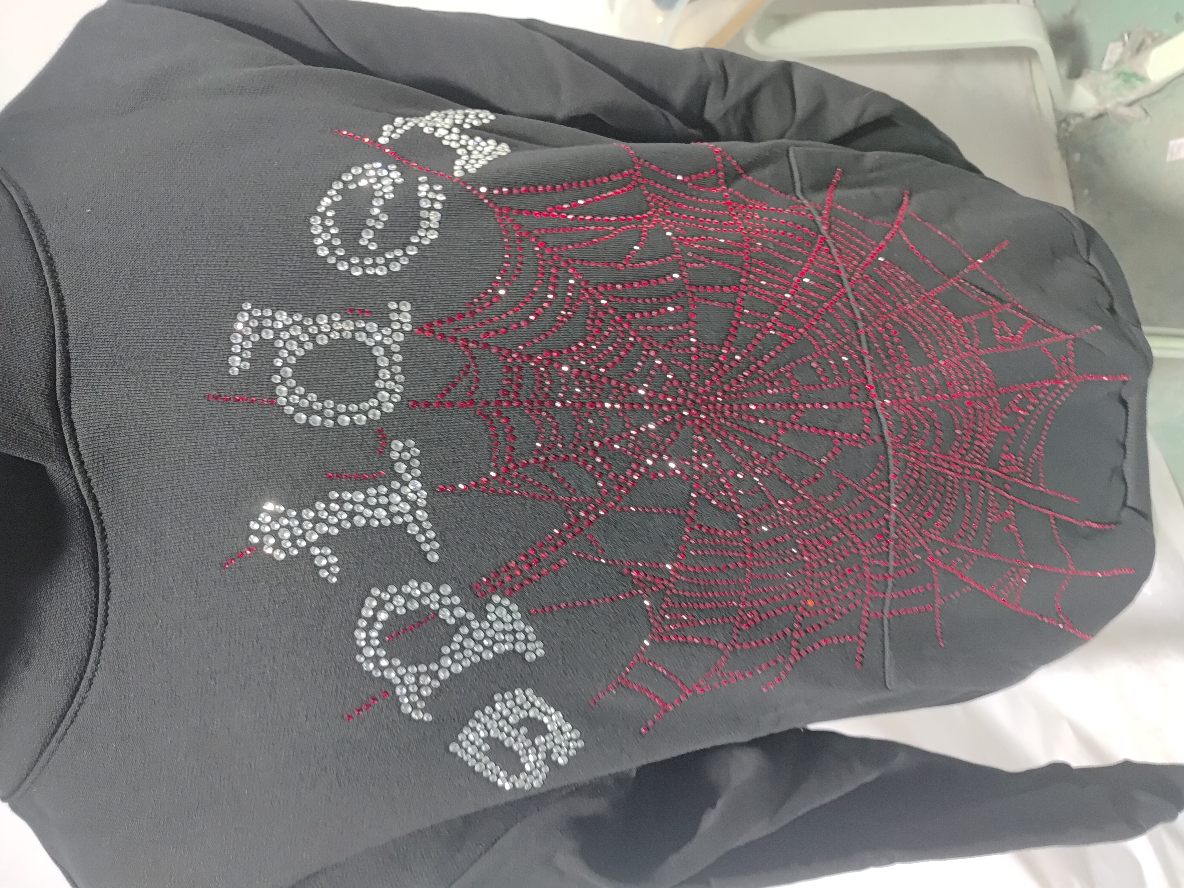 Sp5der OG Rhinestone Hoodie Black 2022 review Obosneaker 02