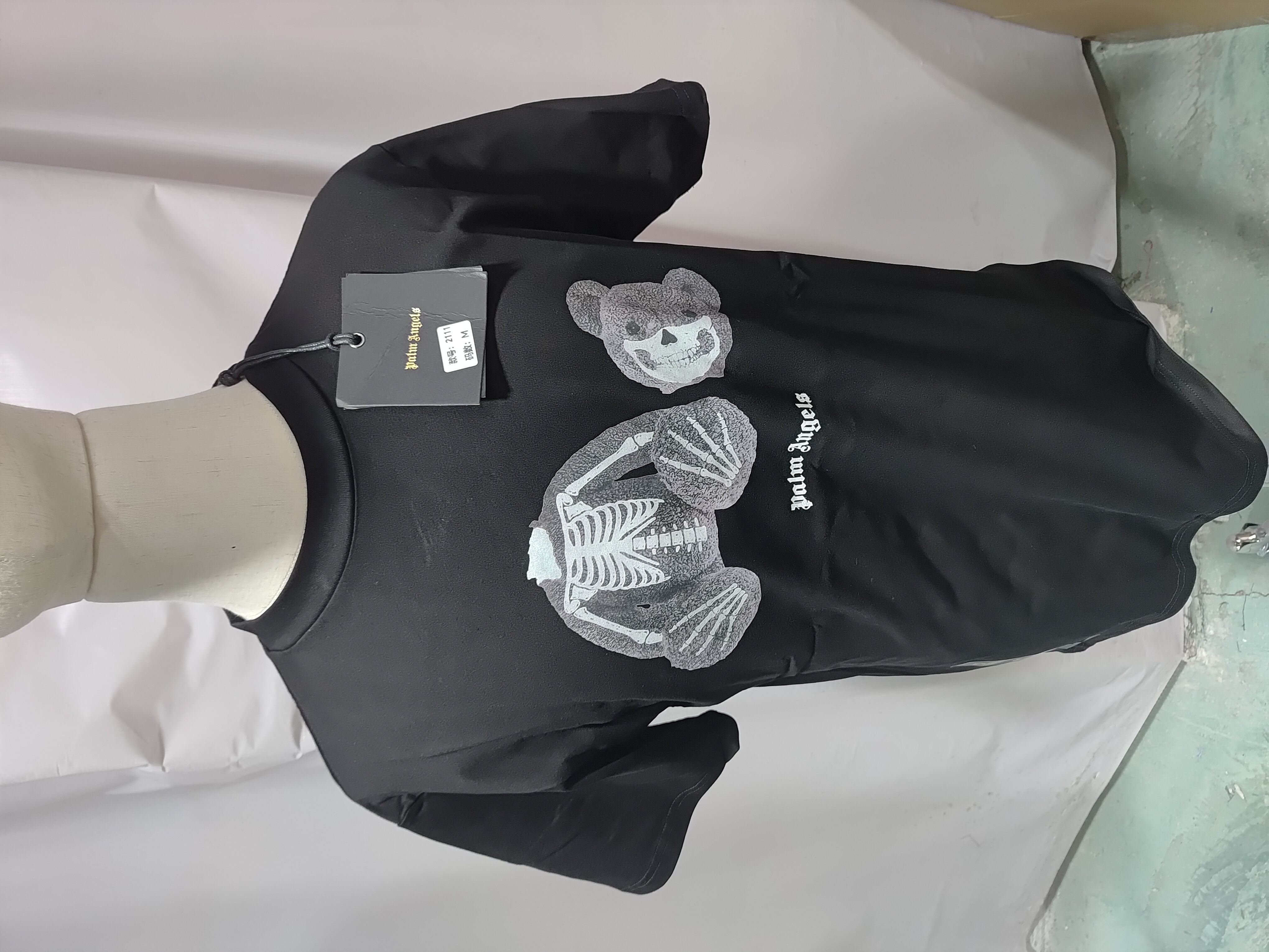 .Palm Angels Transparent Broken Head Bear Print Short Sleeve black review Obosneaker 00