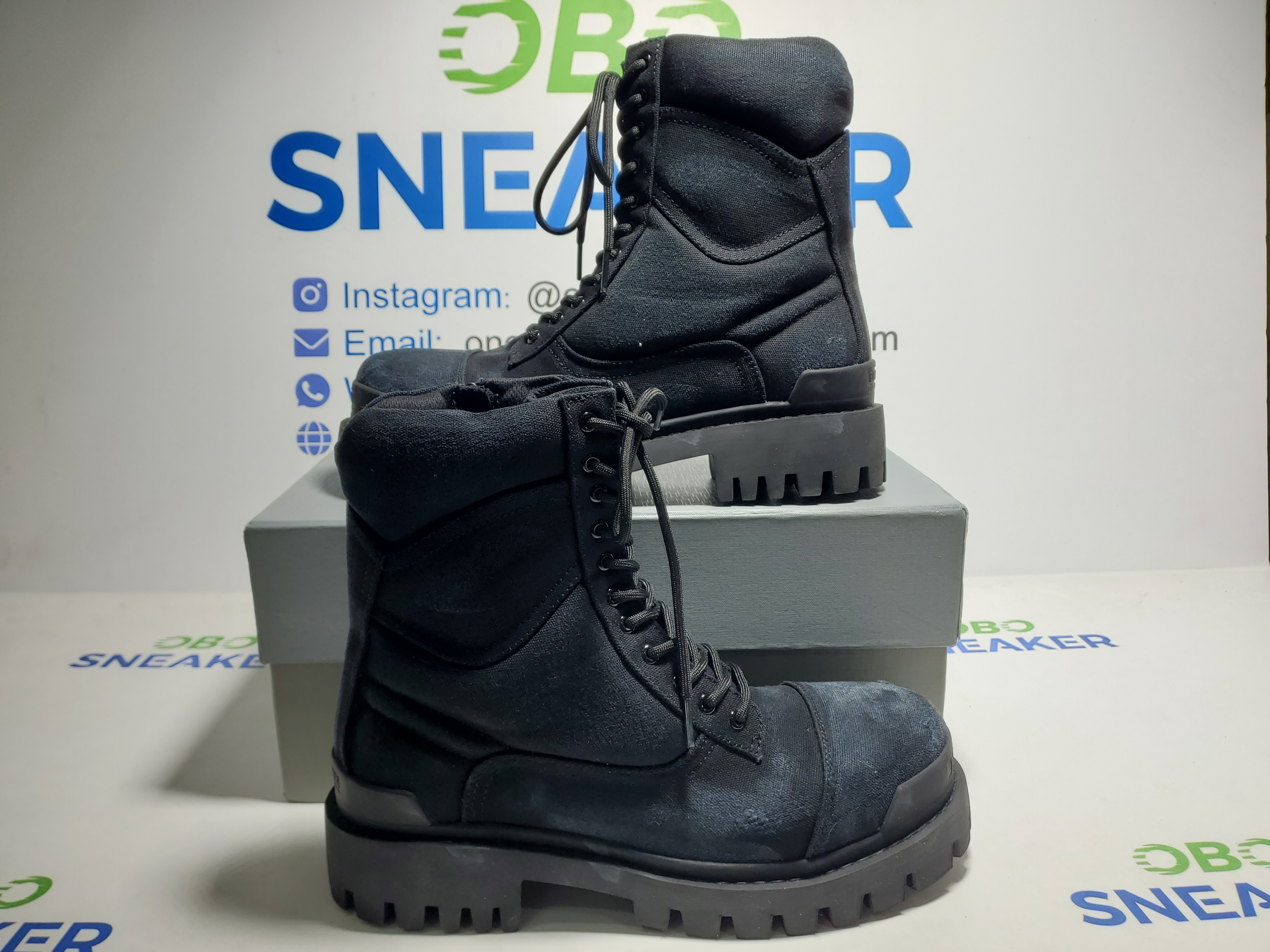 【FLASH SALE】Balenciaga Strike 2MM Lace-up Boots in Black 694060-W2H11-1000 review Obosneaker 04