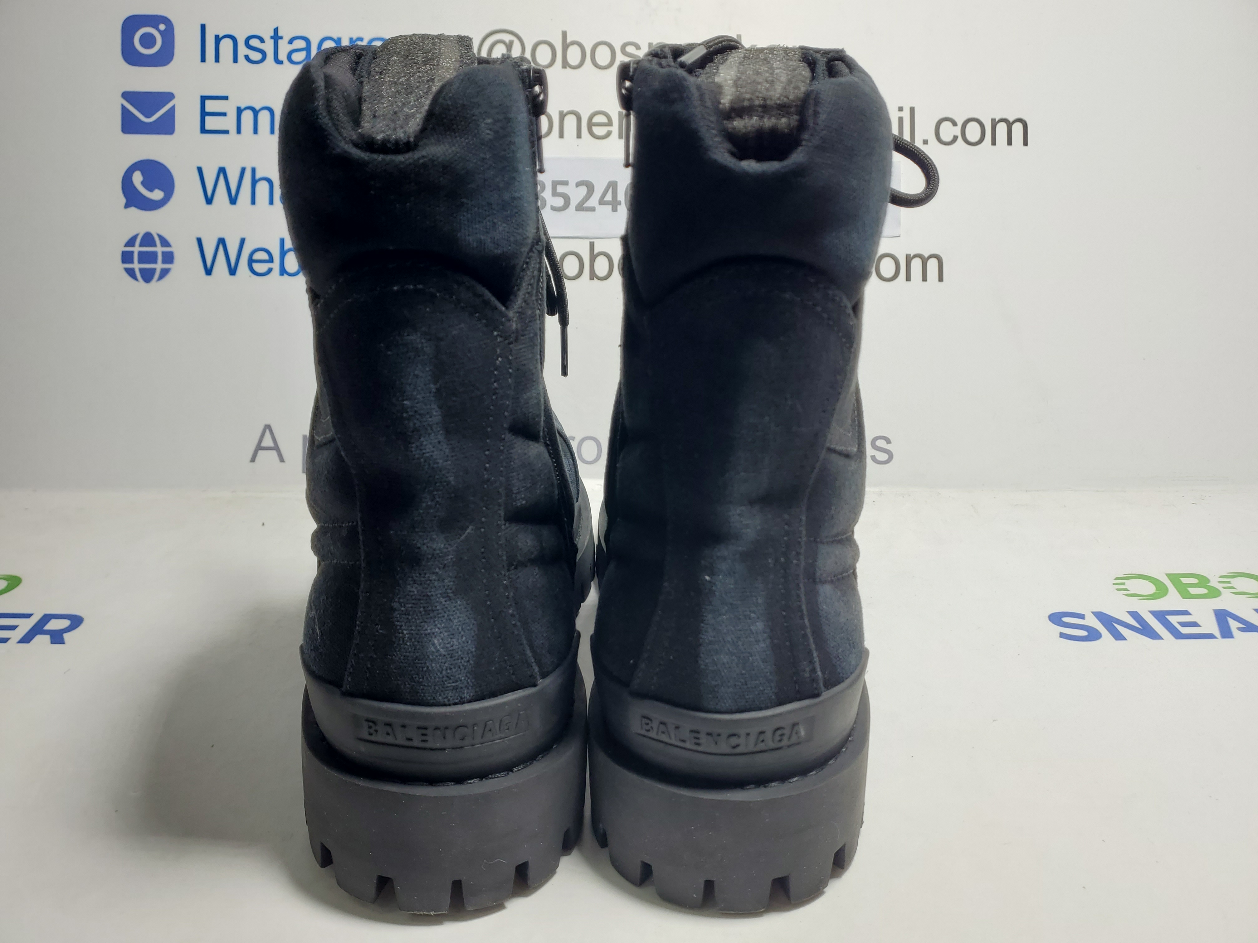 【FLASH SALE】Balenciaga Strike 2MM Lace-up Boots in Black 694060-W2H11-1000 review Obosneaker 01
