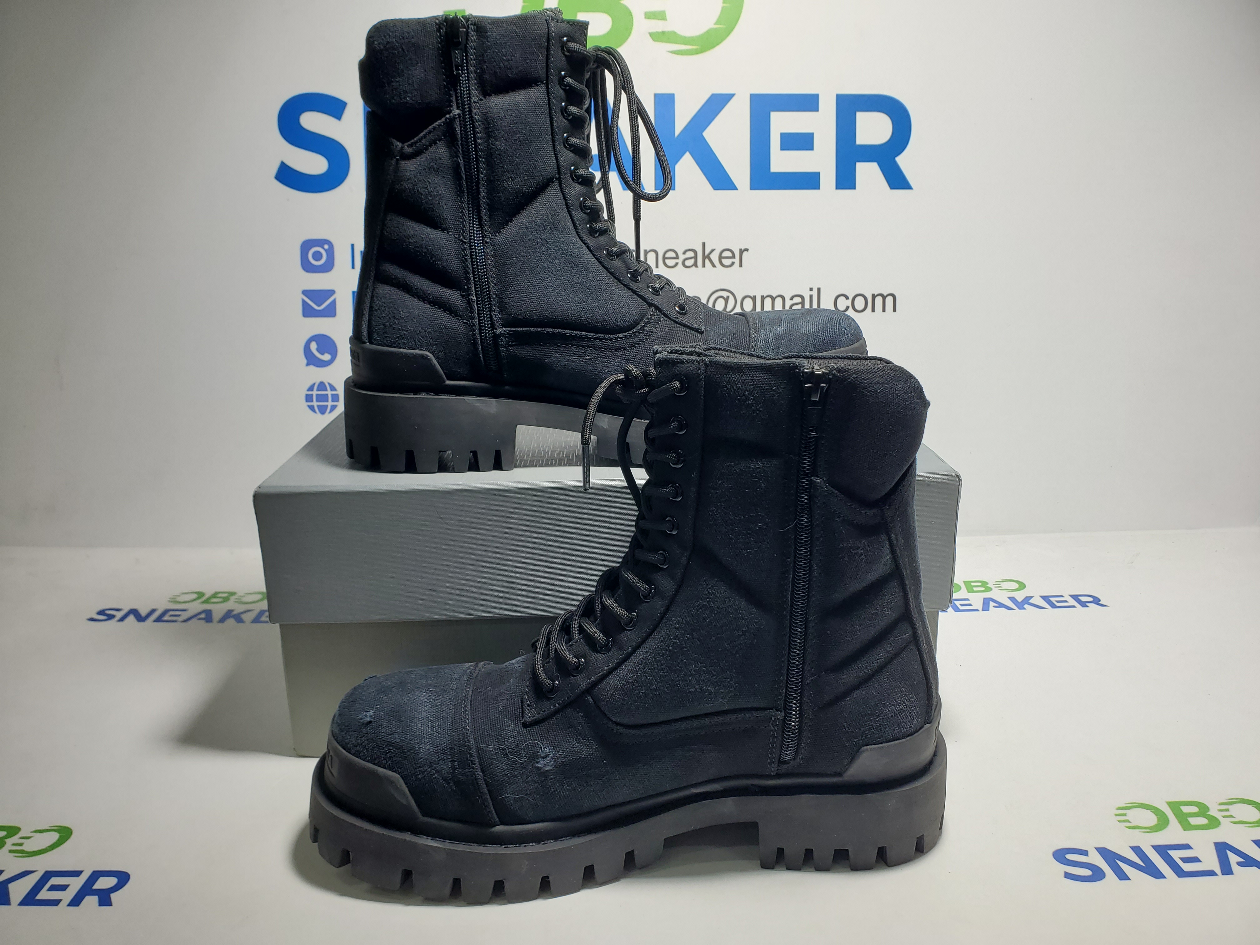 【FLASH SALE】Balenciaga Strike 2MM Lace-up Boots in Black 694060-W2H11-1000 review Obosneaker 05
