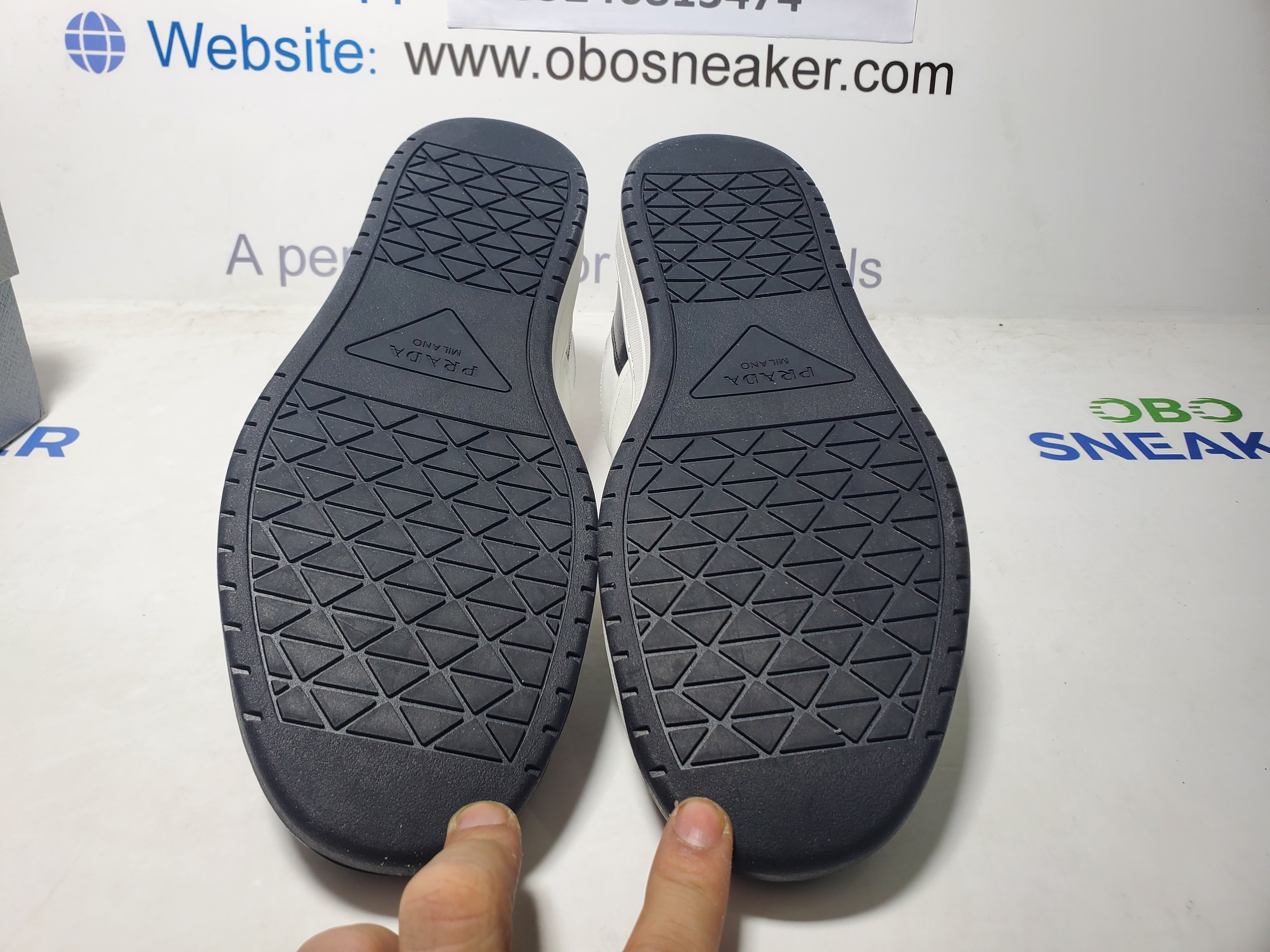 Prada Downtown Low Top Sneakers Leather White Black  2EE364_3LKG_F0964 review Obosneaker 04