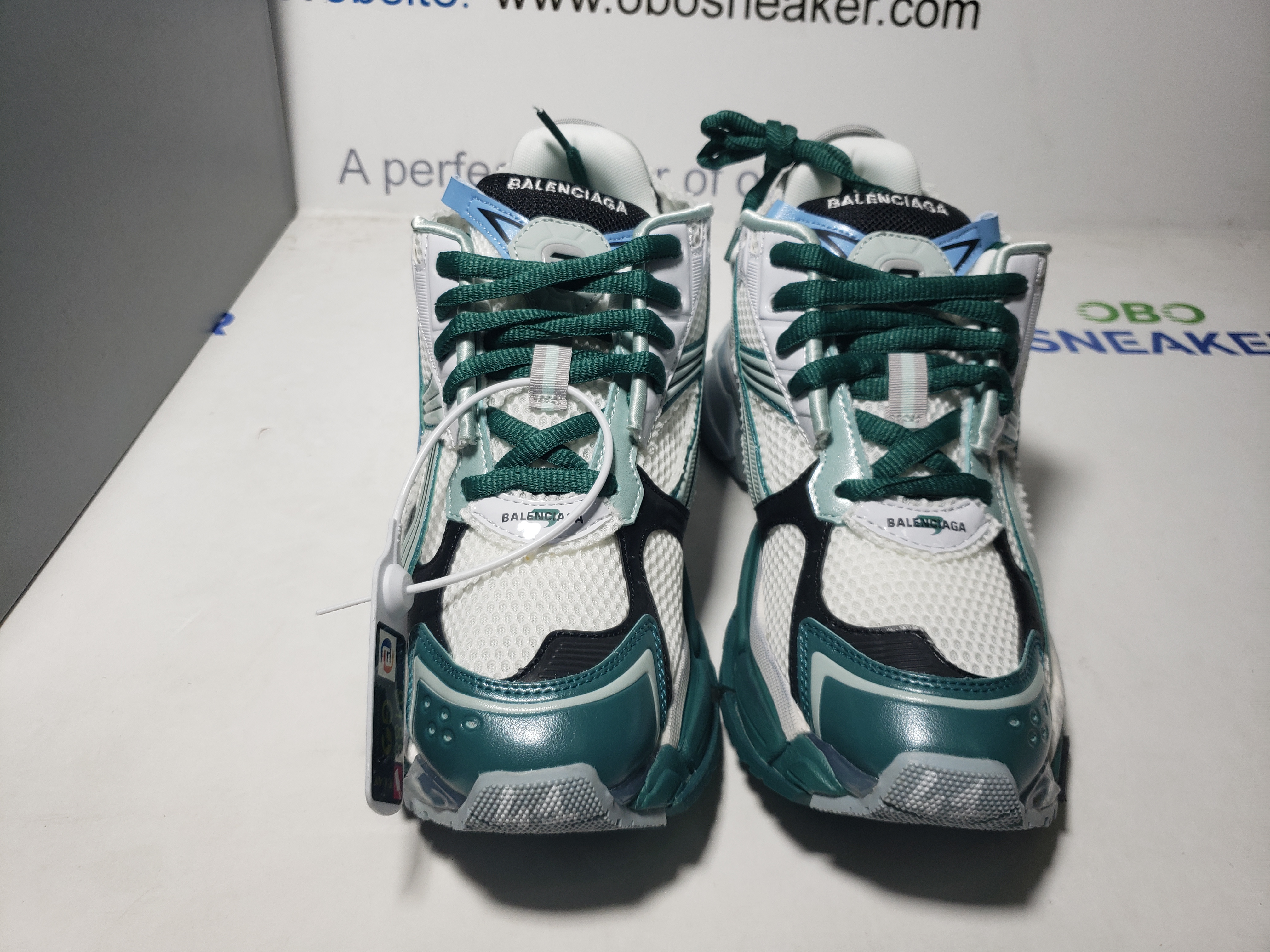 Balenciaga Runner Sneaker White Green Blue 772774 W3RMU 0623 review Obosneaker 03