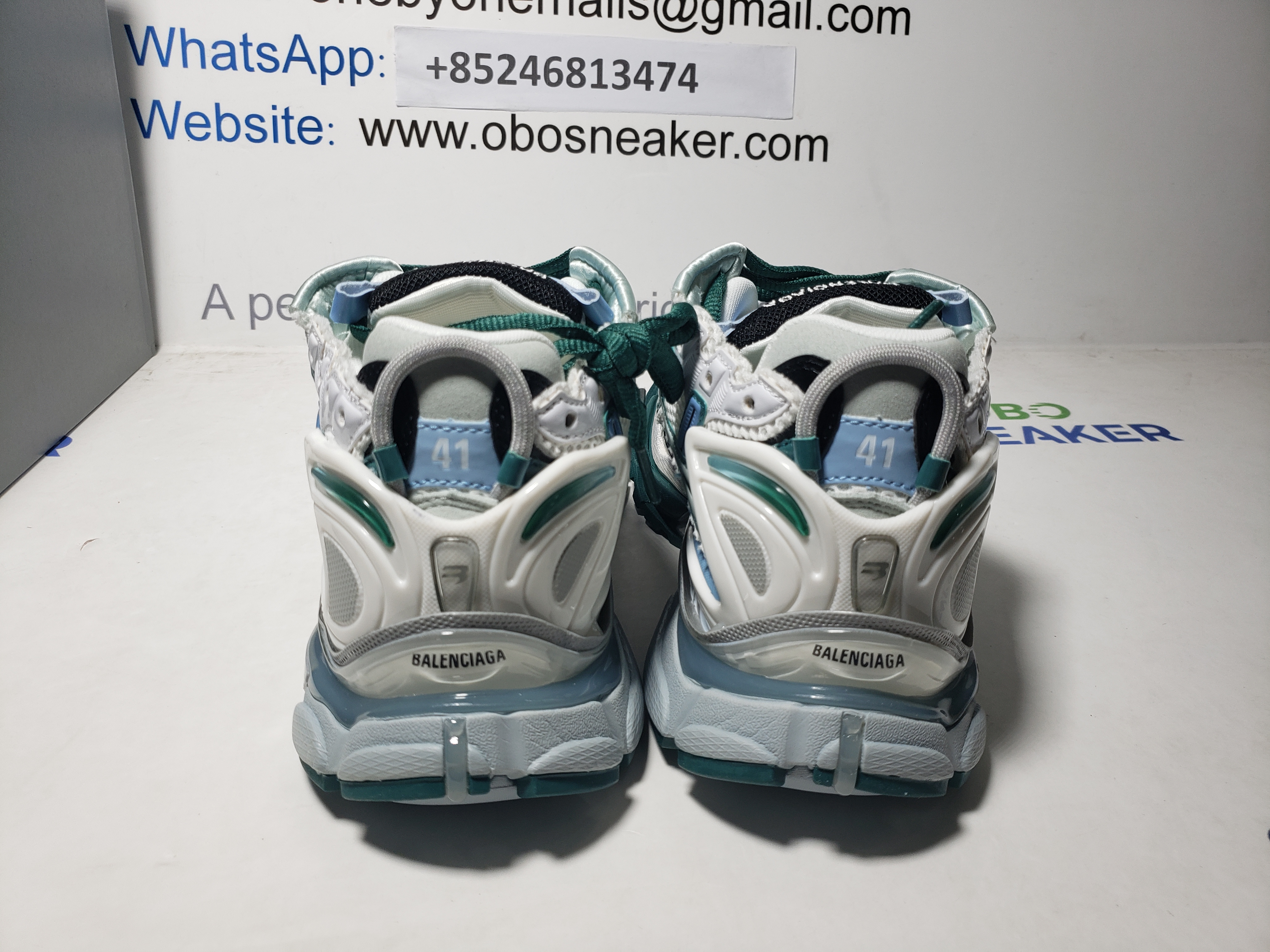 Balenciaga Runner Sneaker White Green Blue 772774 W3RMU 0623 review Obosneaker 02