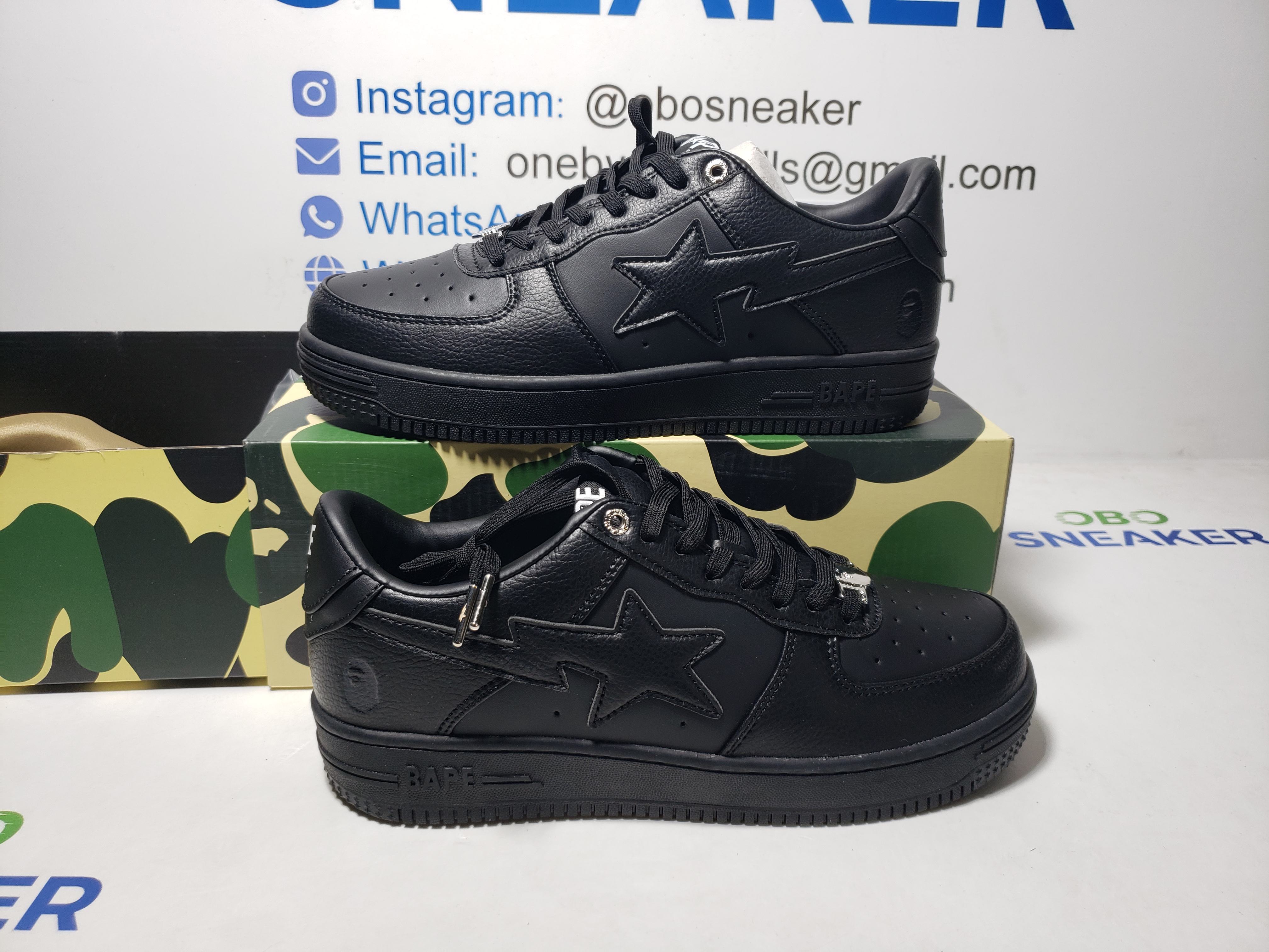 A Bathing Ape Bape Sta Low Triple Black  1J30 -191- 013 review Obosneaker 01