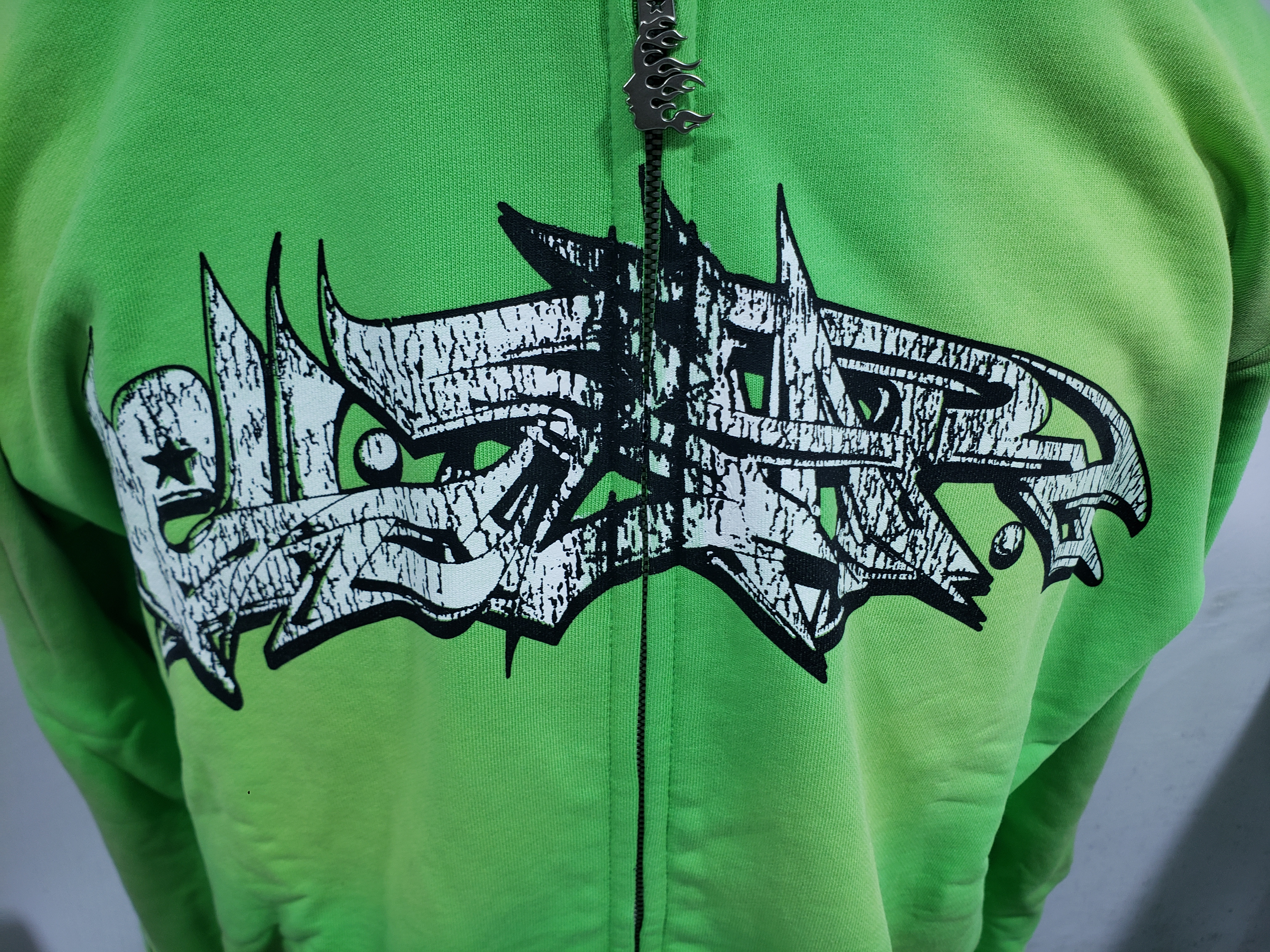 Hellstar Graffiti Zip-Up Hoodie Green review Obosneaker 02