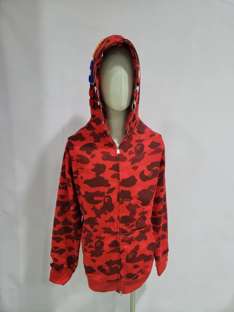 BAPE Color Camo Shark Zip Hoodie Red + Amiri Jean 886 review Obosneaker 00