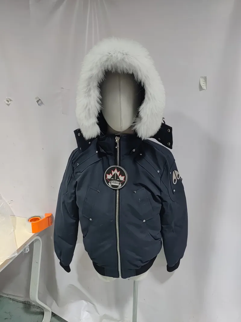 Moose Knuckles Men's Balistic Bomber Zip-Up Fur Jacket Dark Blue + Purple Brand Fashion Men Jeans 3 review Obosneaker 00