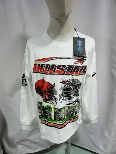 Hellstar ‘War Ready’ Long-Sleeve T-Shirt D3235 White + Purple Brand Fashion Jeans YZ072445 review 