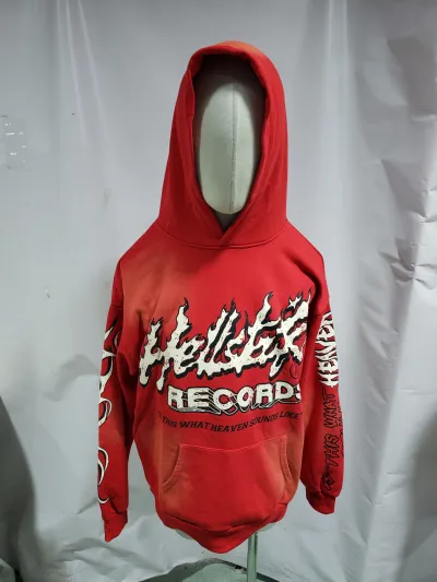 Hellstar Hell Red Flare star Retro washed distressed Print Hoodie Red + KSUBI Jeans-3004 review Obosneaker 00