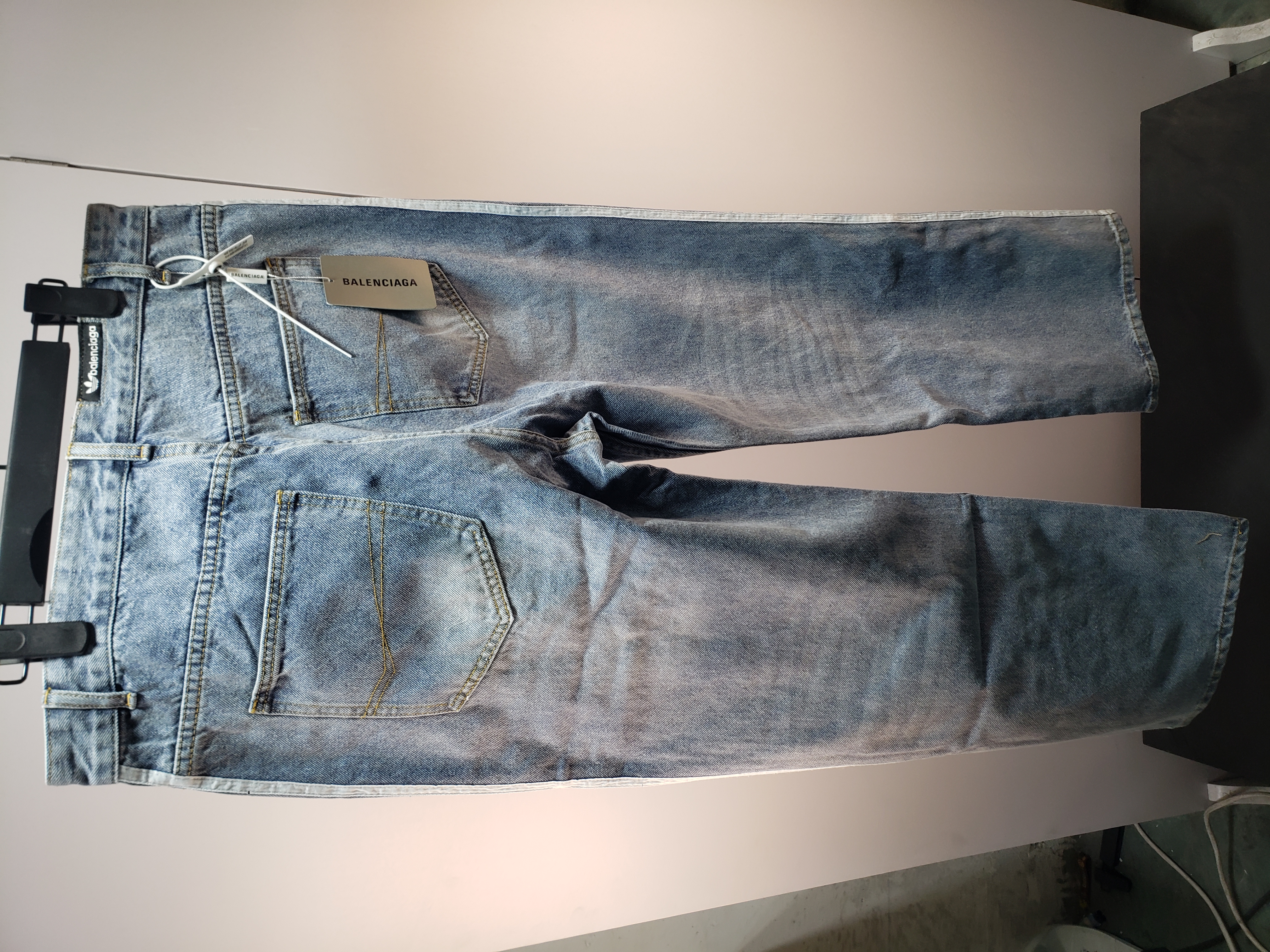 Balenciaga x Adidas Three-Bar Washed Jeans Blue review Obosneaker 06