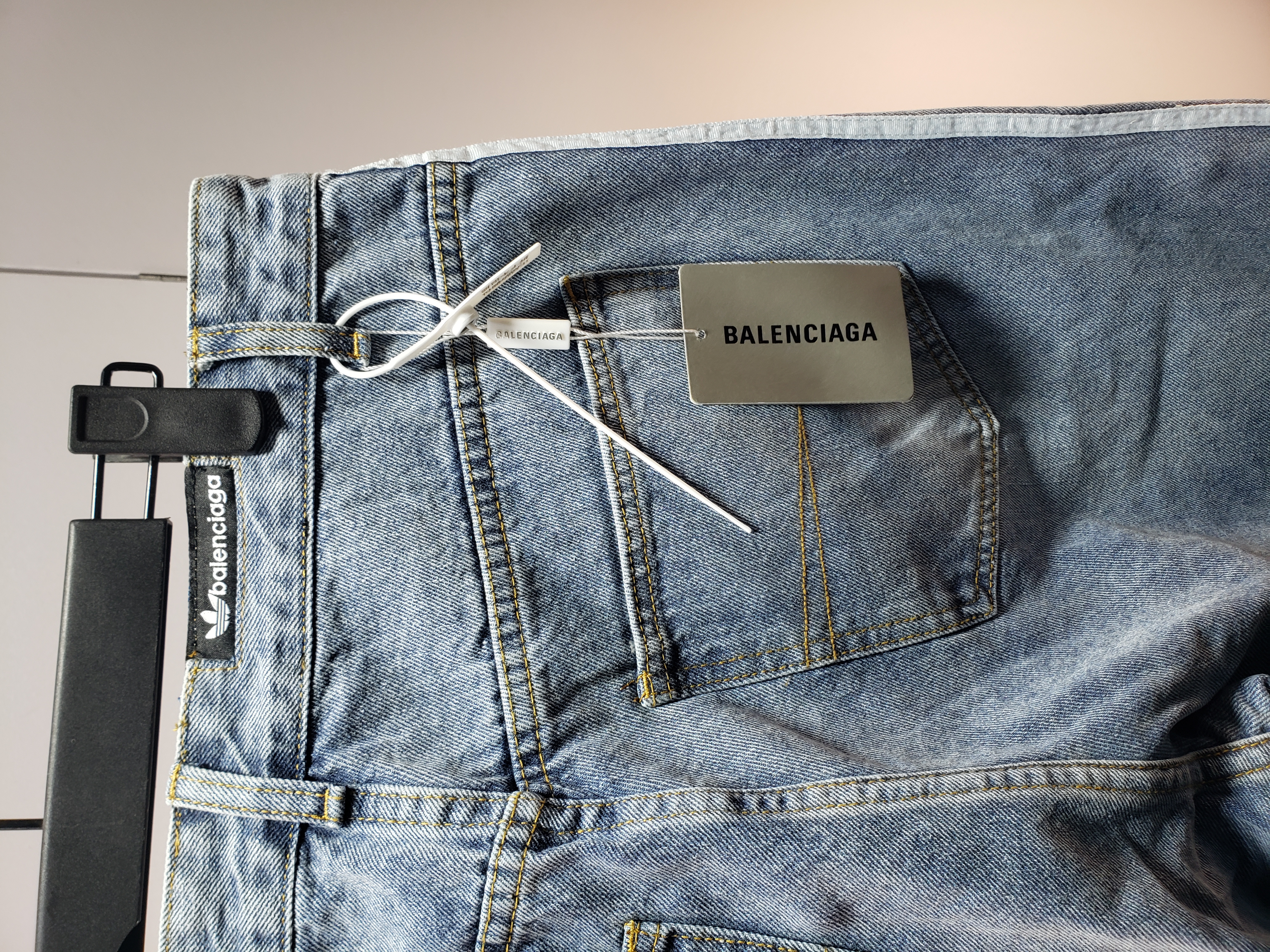 Balenciaga x Adidas Three-Bar Washed Jeans Blue review Obosneaker 05