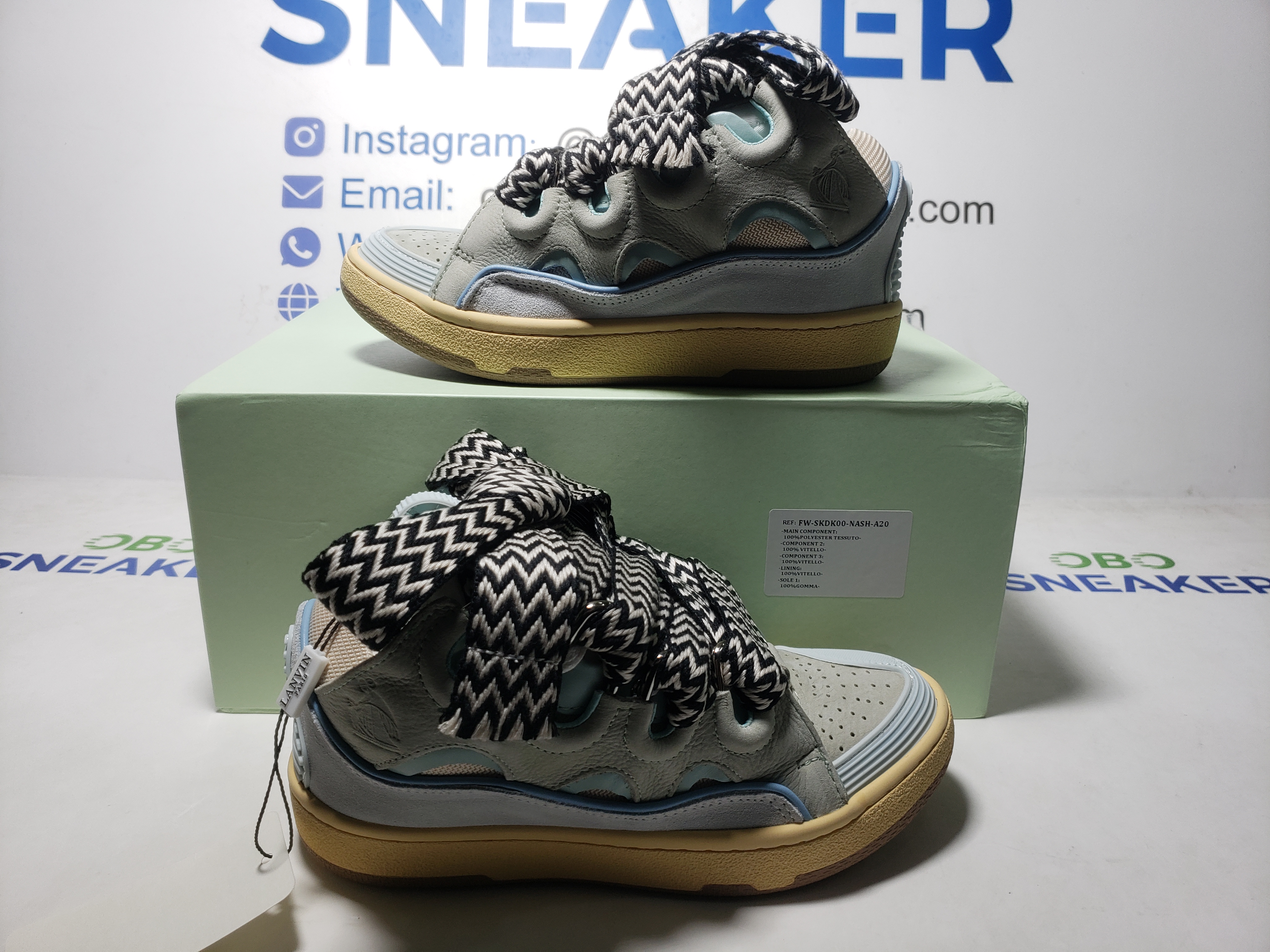 Lanvin Leather Curb White Blue review Obosneaker 05