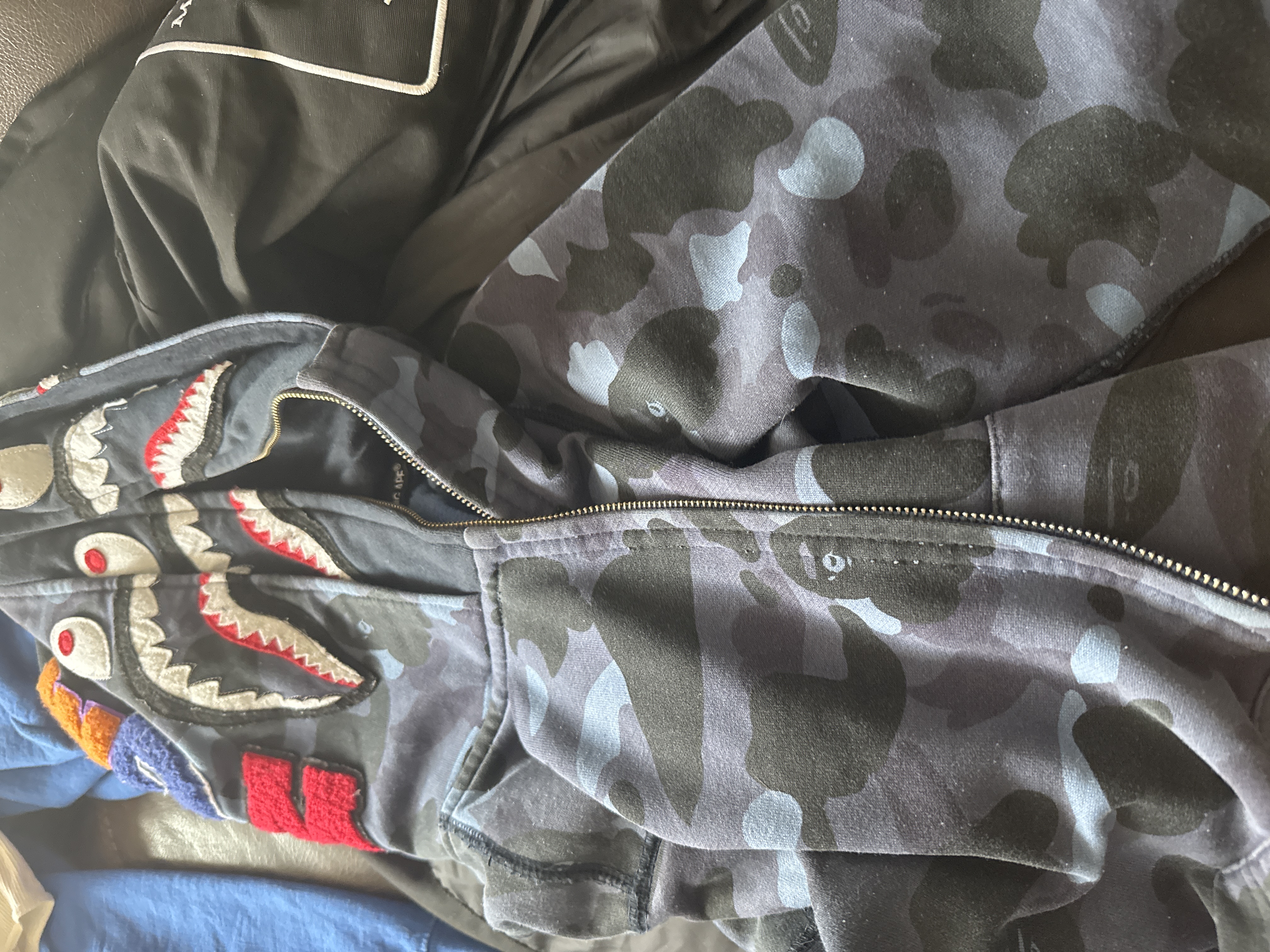 Bape Color Camo Shark Zip Hoodie Navy review 0