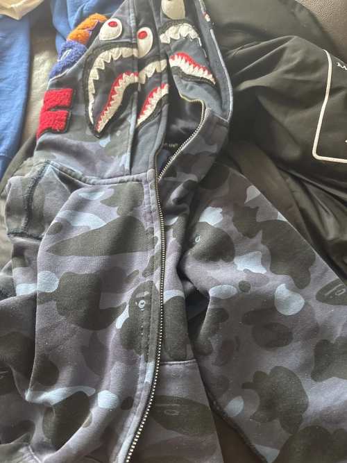 Bape Color Camo Shark Zip Hoodie Navy review 