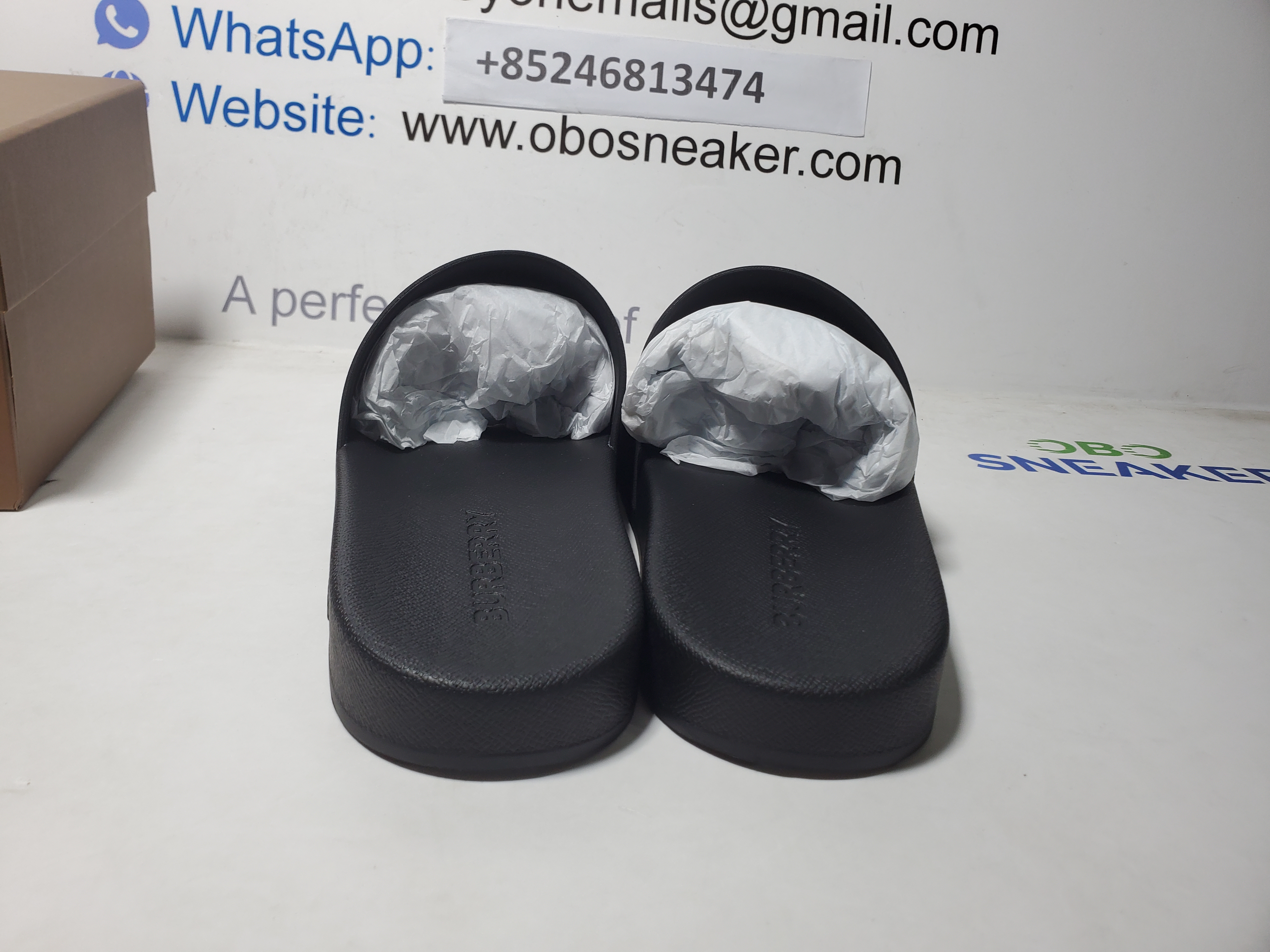 Burberry Comfort Fashion Slip-On Slides BBR War Horse Black review Obosneaker 02