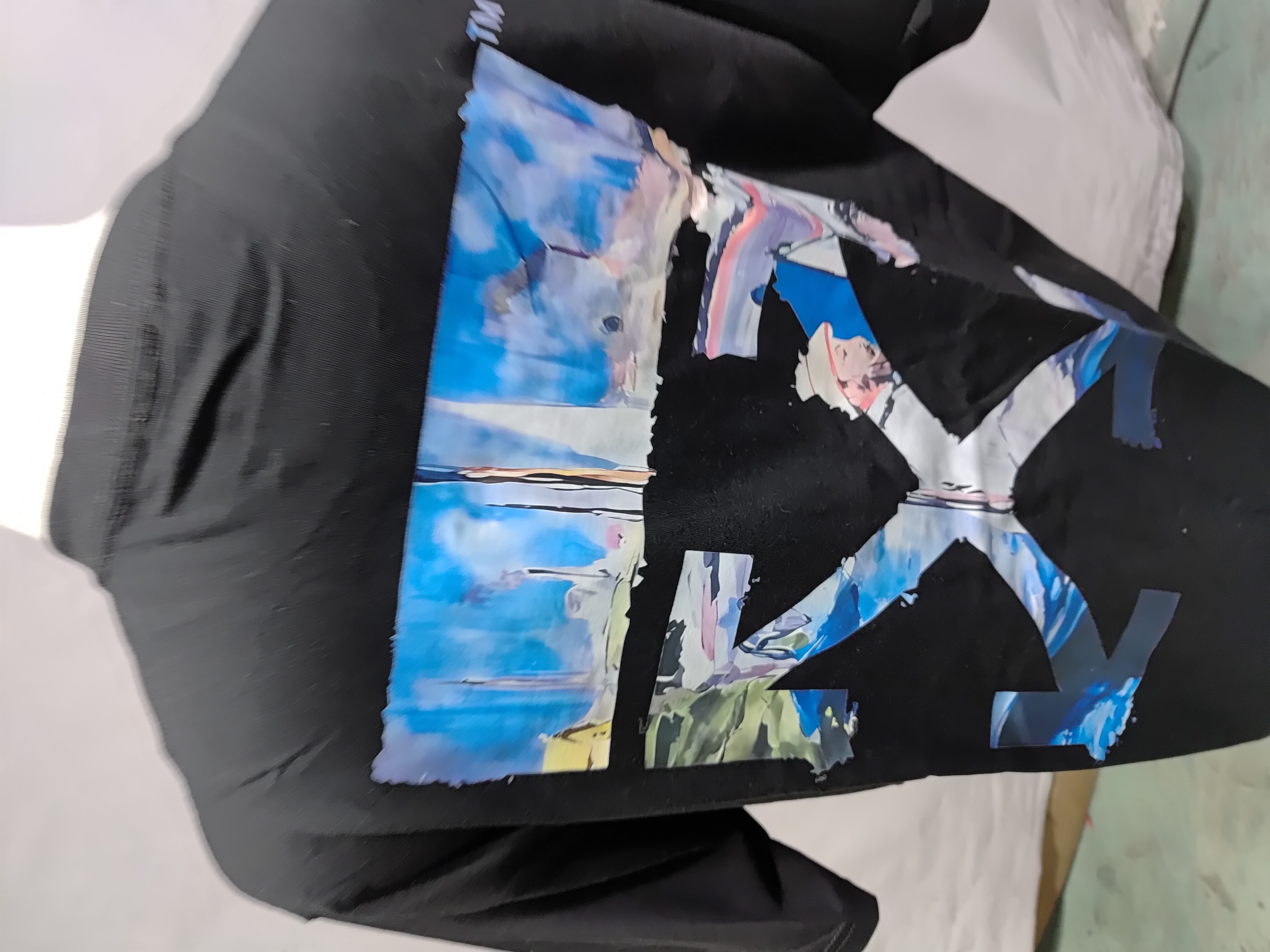 OW oil painting print short sleeve black review 3