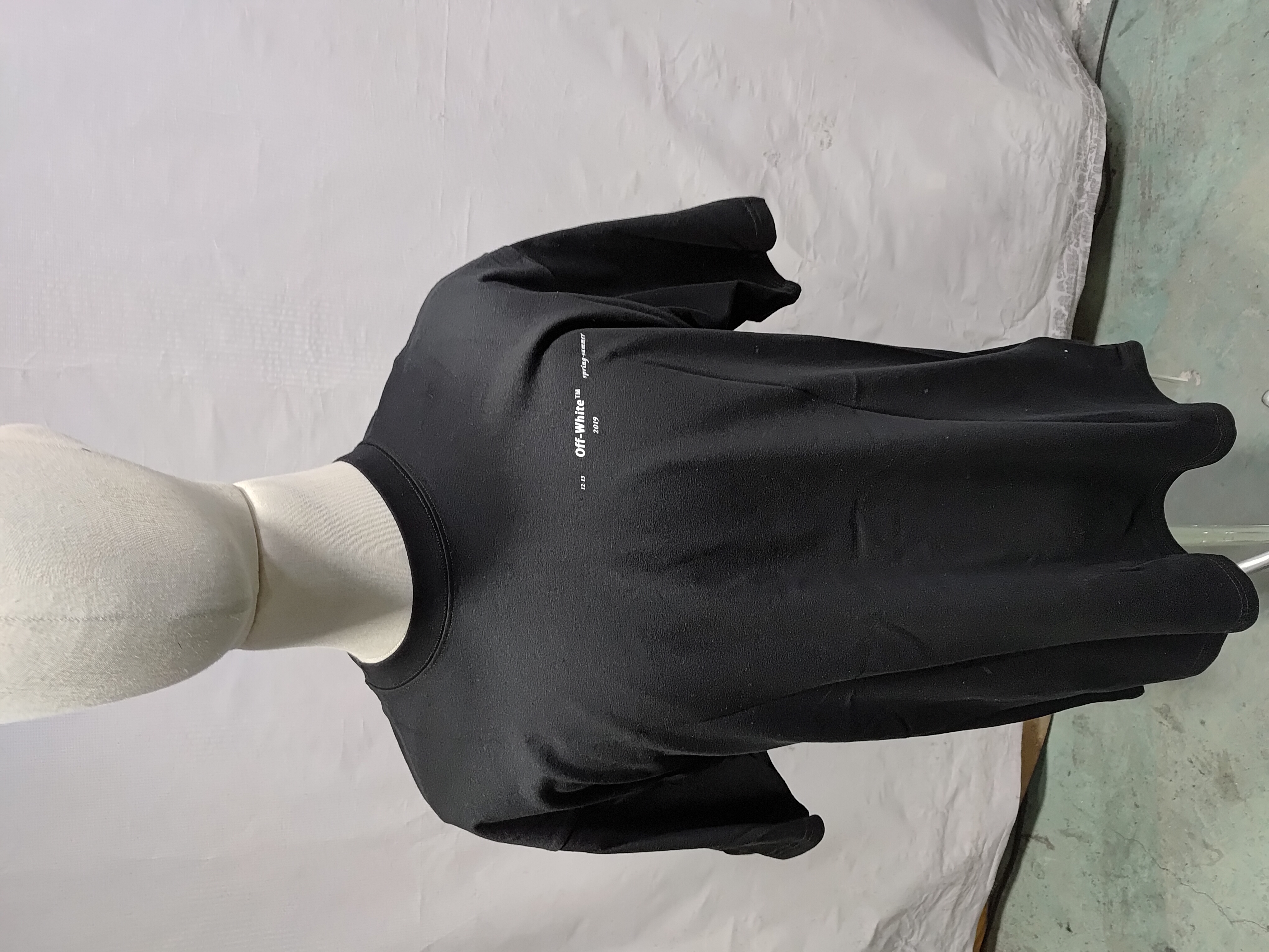 OW oil painting print short sleeve black review 0