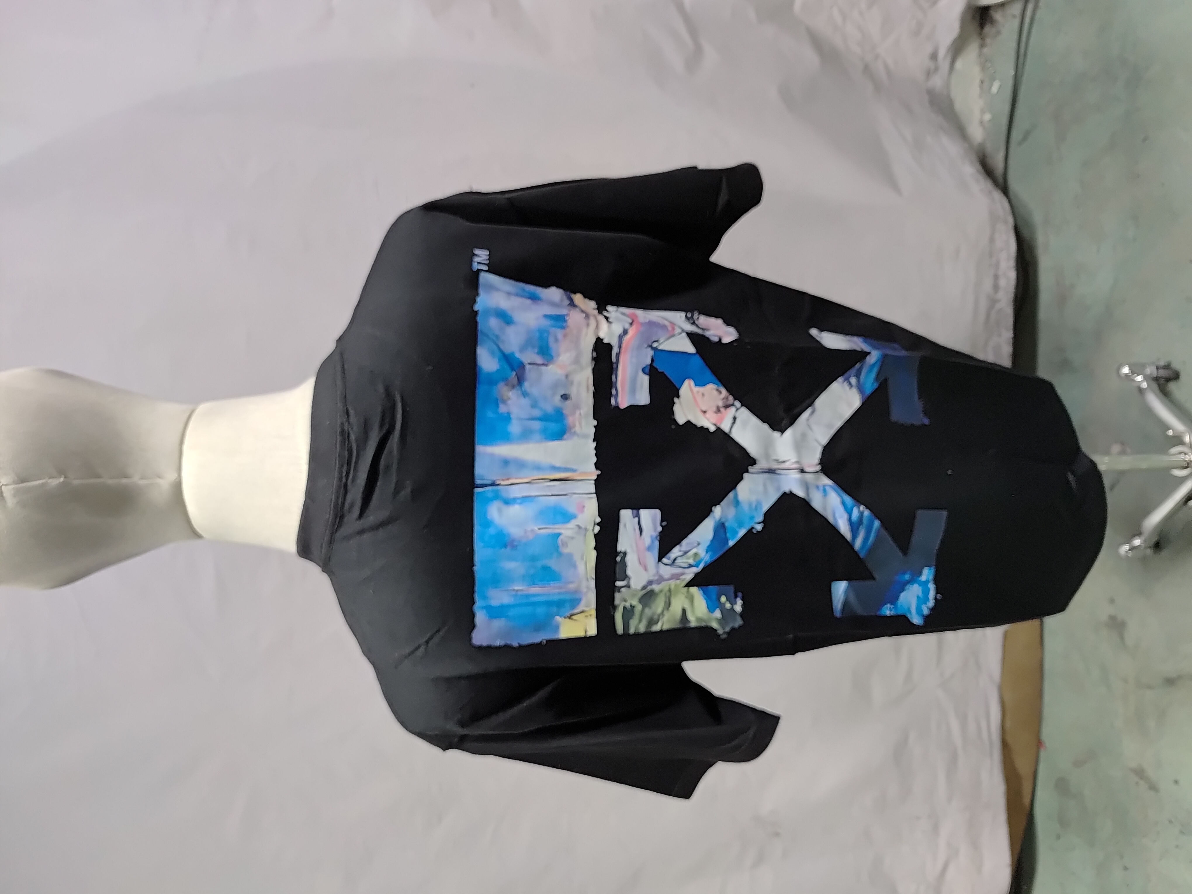 OW oil painting print short sleeve black review 4