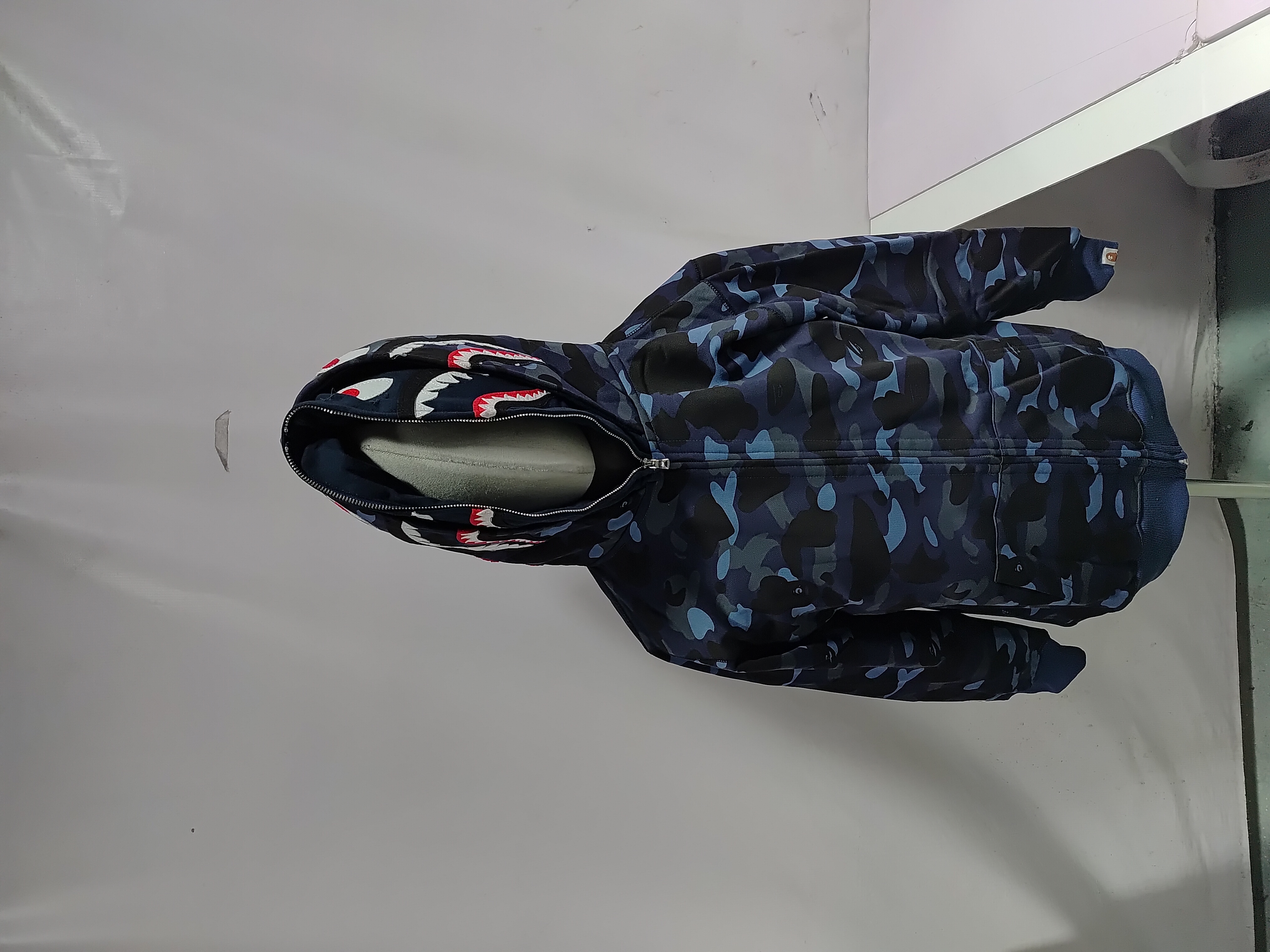 Bape Classic Double Hoodie Full Zip Hoodie Blue/Red/Purple YL #2356 review 0