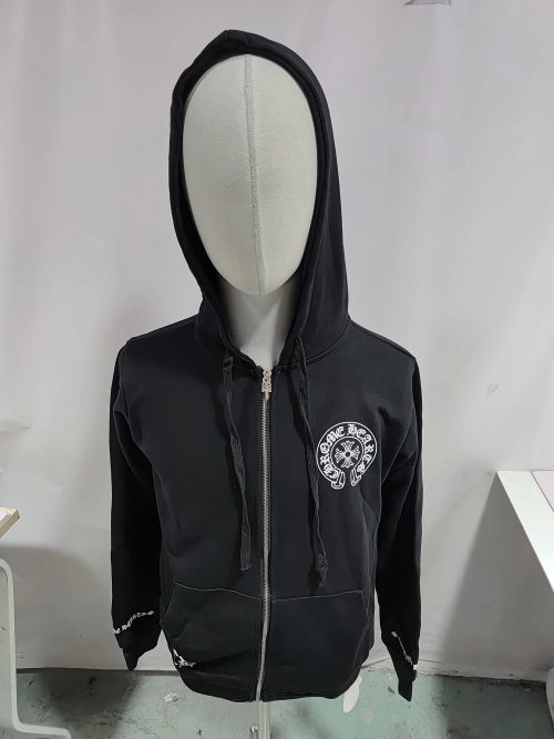 Chrome Hearts 25FW White Zip-Up Jacket with Sanskrit Print Cuffs Black review 