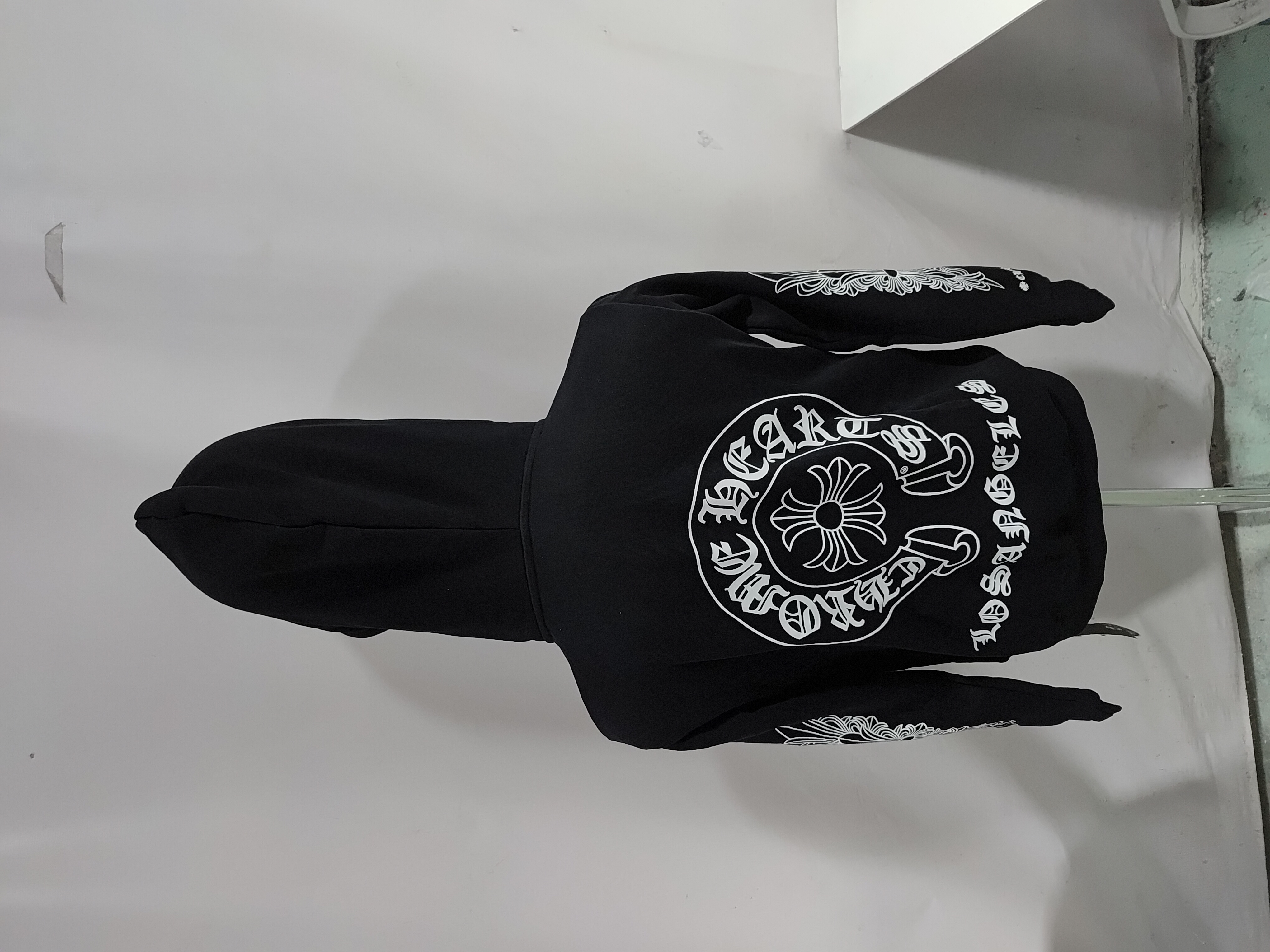 Chrome Hearts 25FW White Zip-Up Jacket with Sanskrit Print Cuffs Black review 3