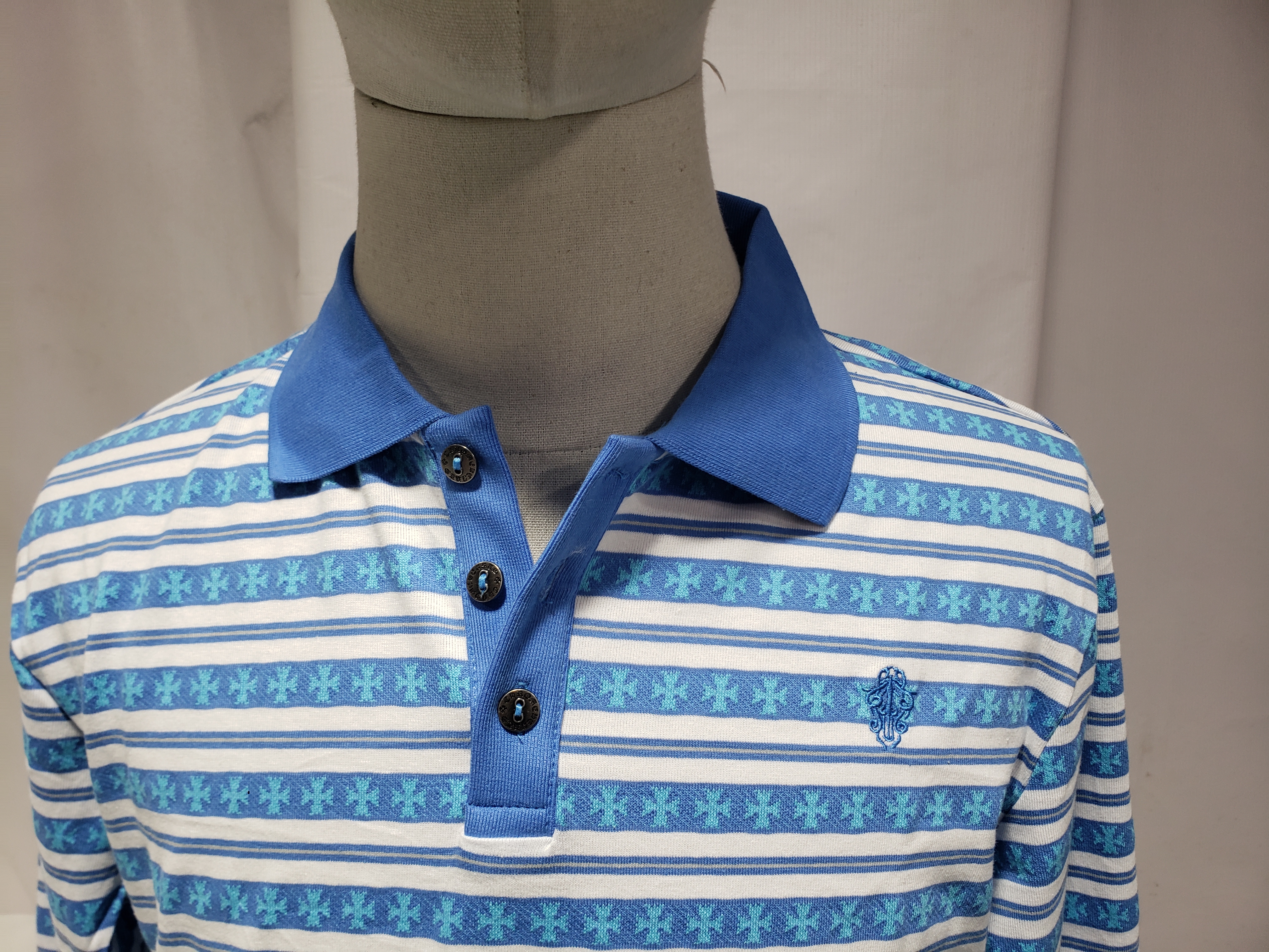 Chrome Hearts 25FW Striped Polo Collar Long Sleeve T-Shirt Blue review Obosneaker 02