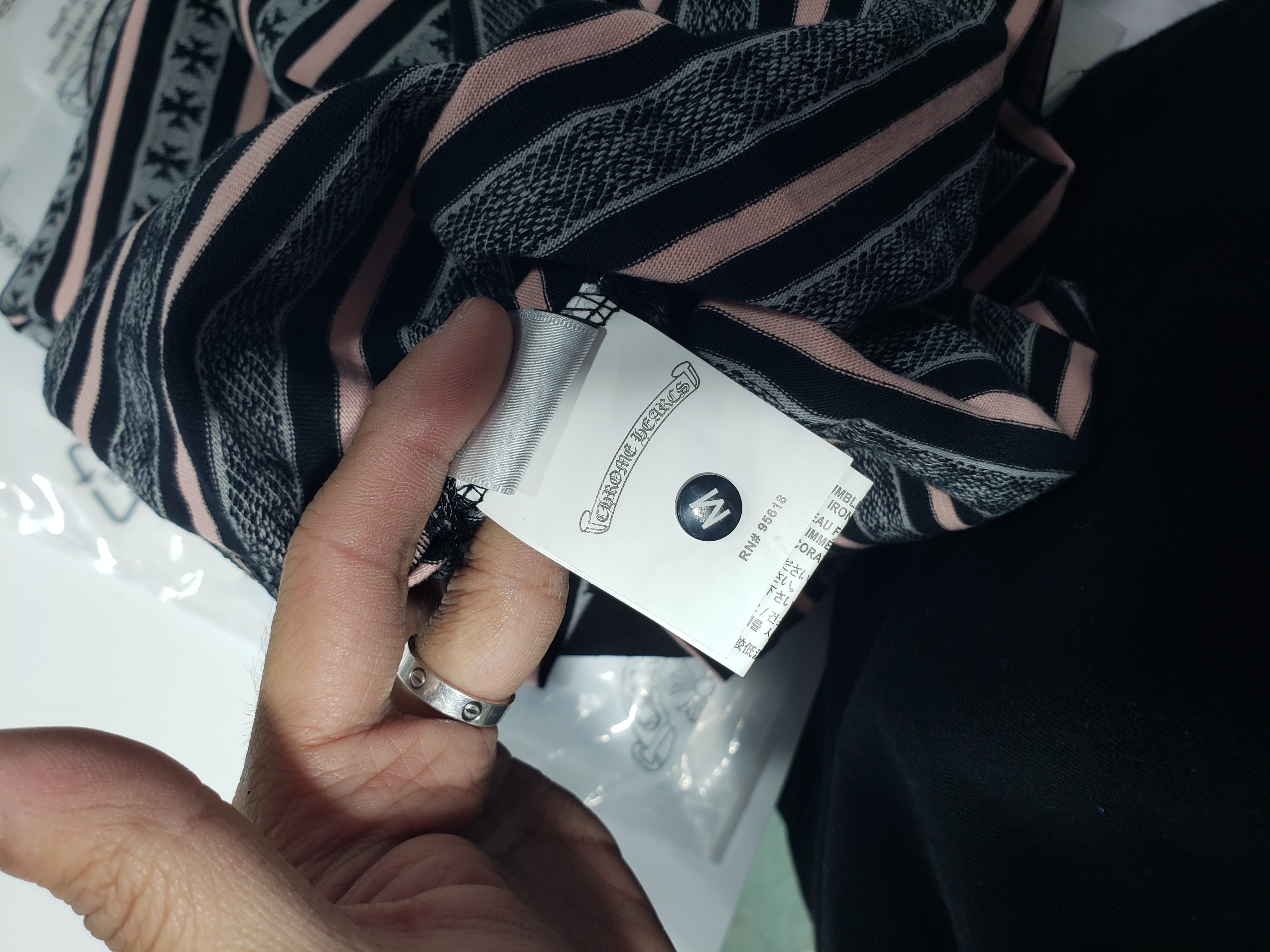 Chrome Hearts 25FW Striped Collared Long-Sleeve T-Shirt Black White and Red review Obosneaker 01