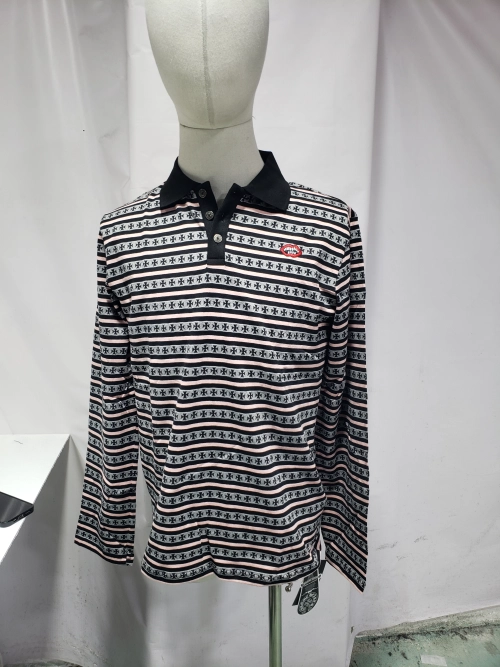 Chrome Hearts 25FW Striped Collared Long-Sleeve T-Shirt Black White and Red review 