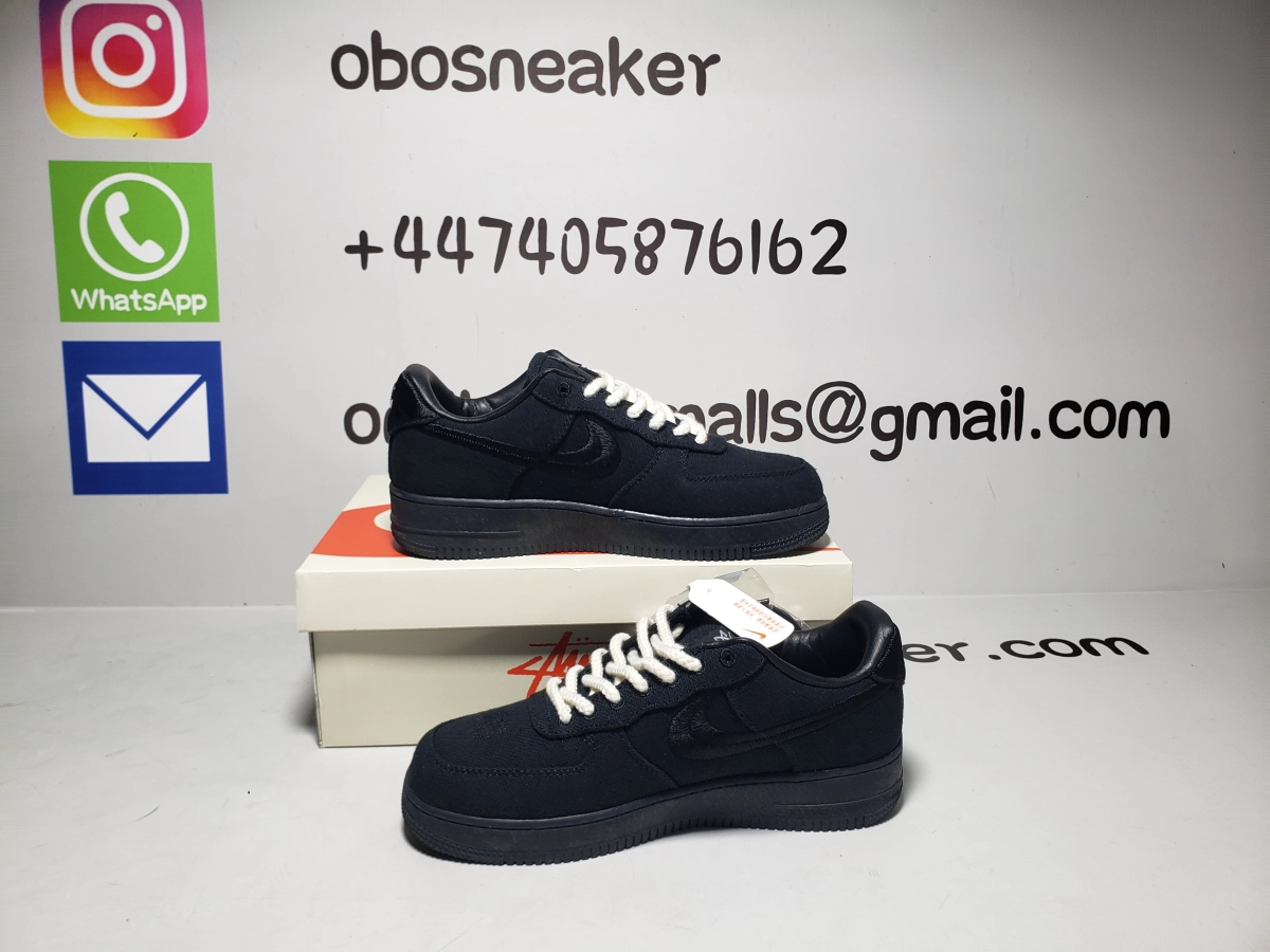 Well-made and affordable Jordan 1 reps are all on the obosneaker website, and nike air force 1 low stussy black is one of them.