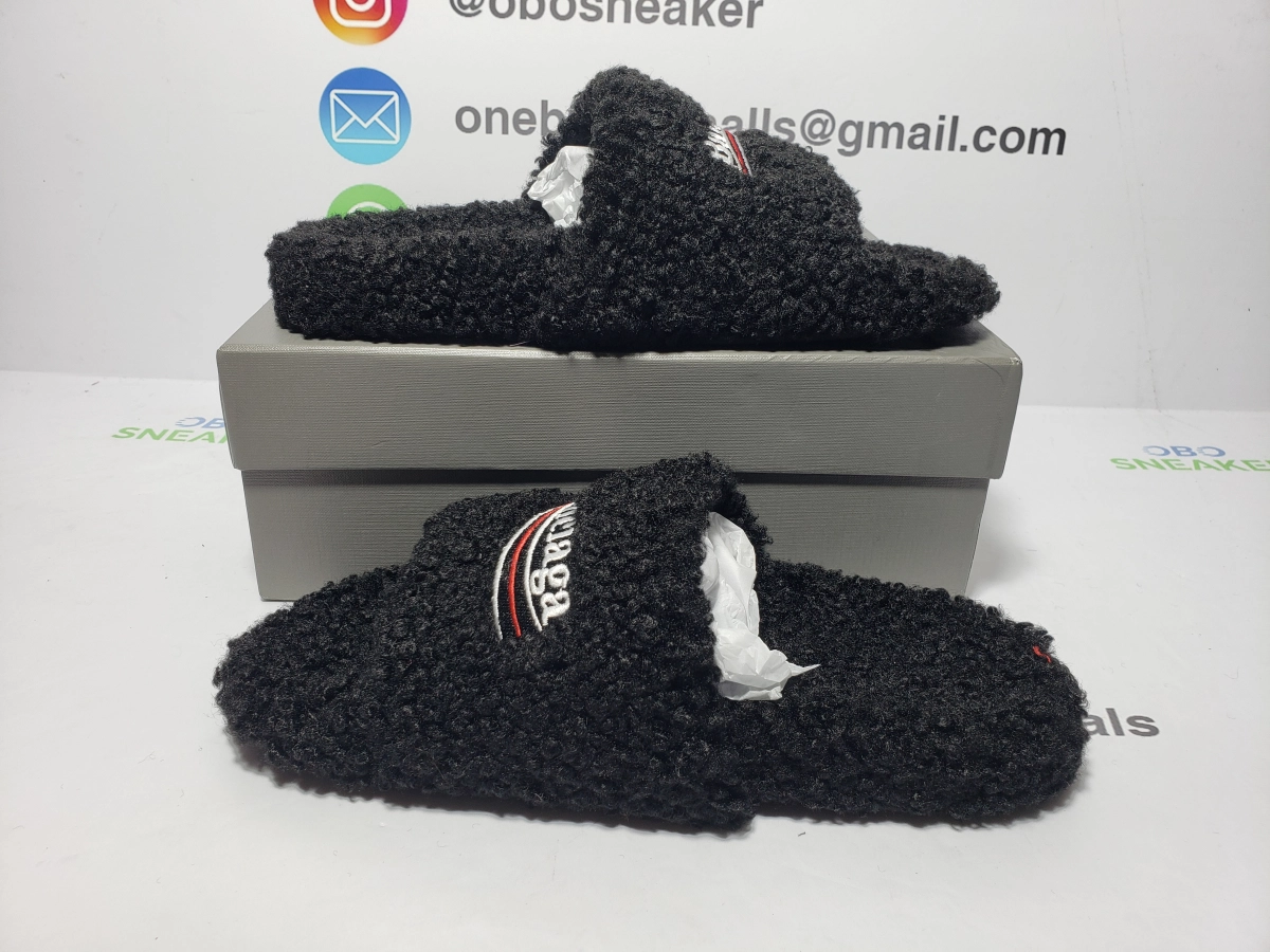 Obosneaker QC Pics ：Balenciaga Black Furry Slides