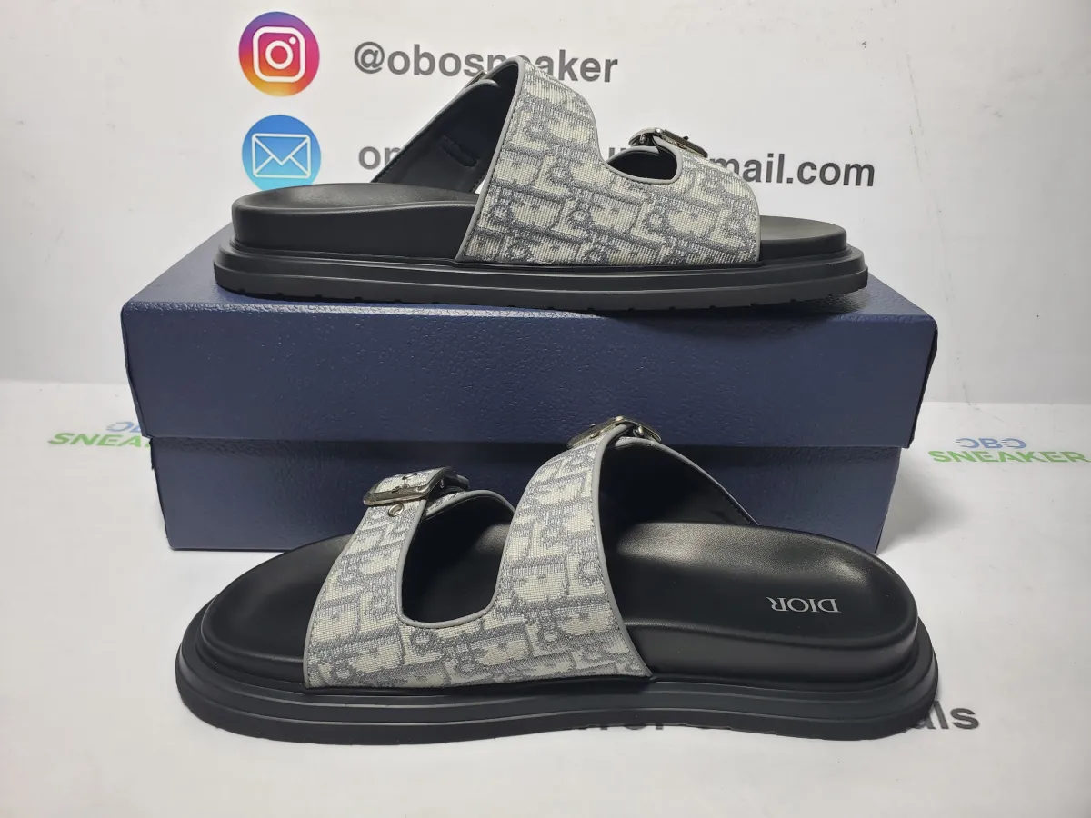 Obosneaker QC Pics ：Dior Aqua Sandal Deep Gray Dior Oblique Jacquard