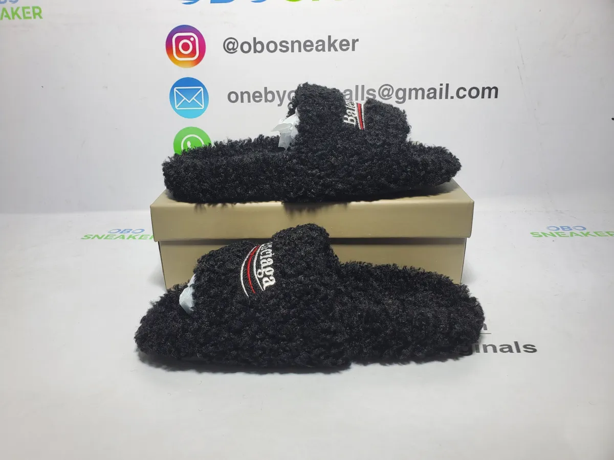 Obosneaker QC Pics ：Balenciaga Black Furry Sli des