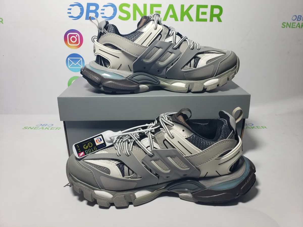 Obosneaker QC Pics ：Balenciaga Track Sneaker Grey White Bla ck