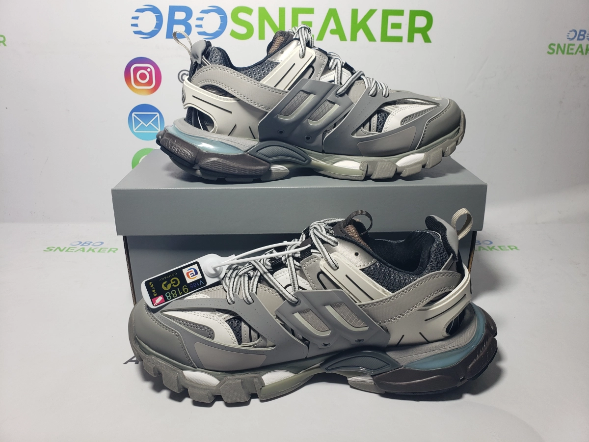 Obosneaker QC Pics ：Balenciaga Track Sneaker Grey White Bla ck