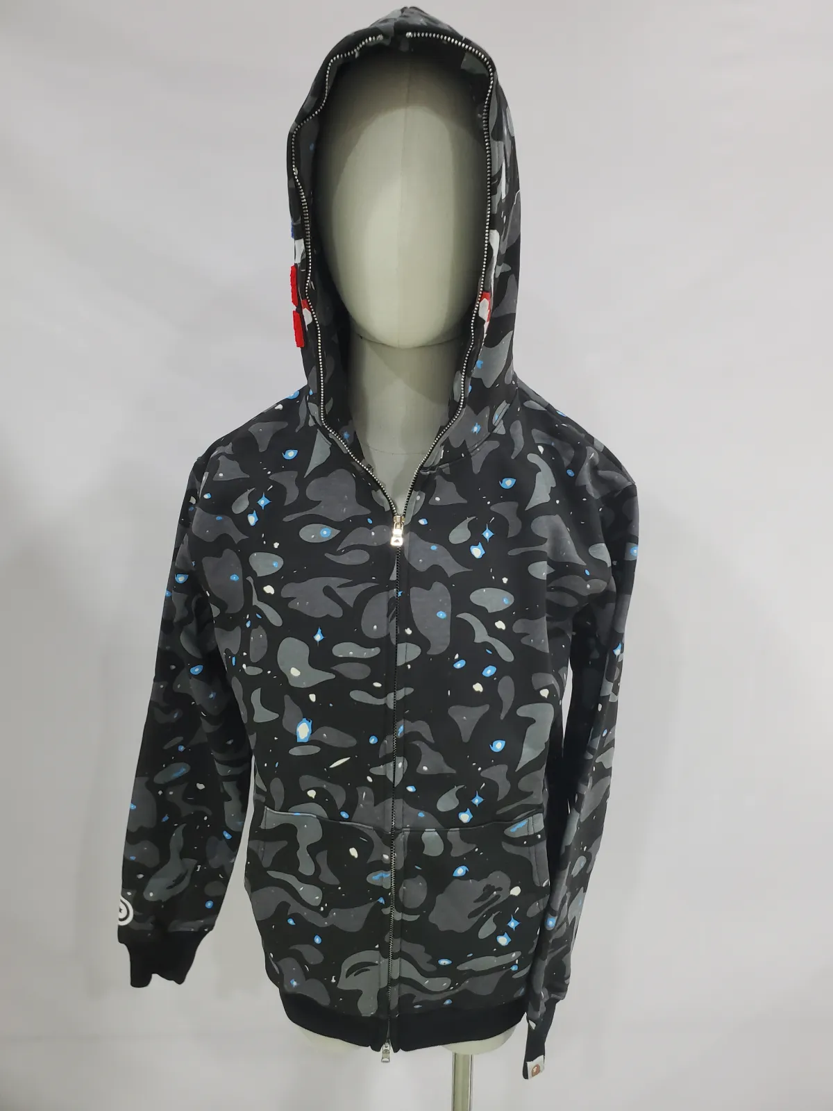 Obosneaker QC Pics ：OBO BAPE Space Camo Shark WGM Full-Zip Hoodie Black