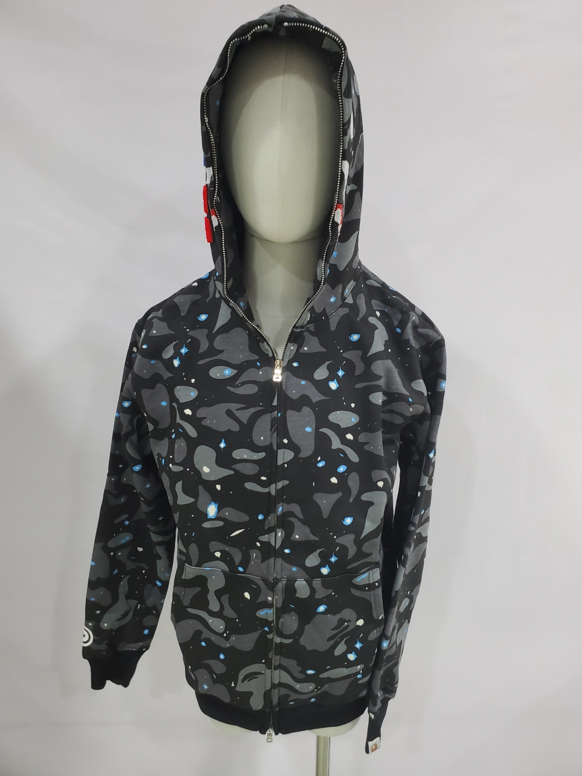 Obosneaker QC Pics ：OBO BAPE Space Camo Shark WGM Full-Zip Hoodie Black