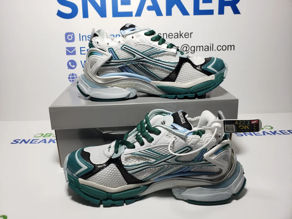 Obosneaker QC Pics ： Balenciaga Runner Sneaker White Green Blue 772774 W3RMU 9034